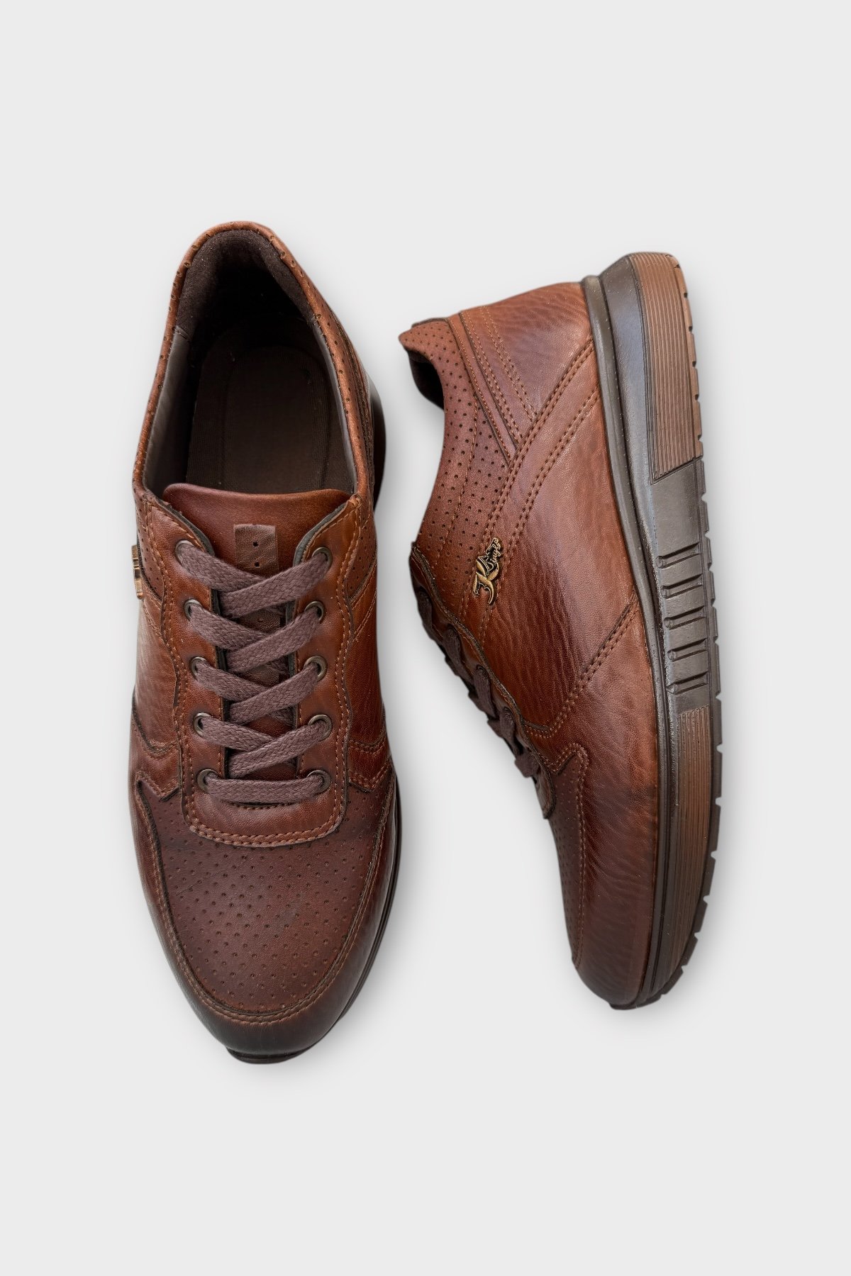 Deri Görünümlü Bağcıklı Erkek Günlük Ayakkabı TABA - Görsel 7