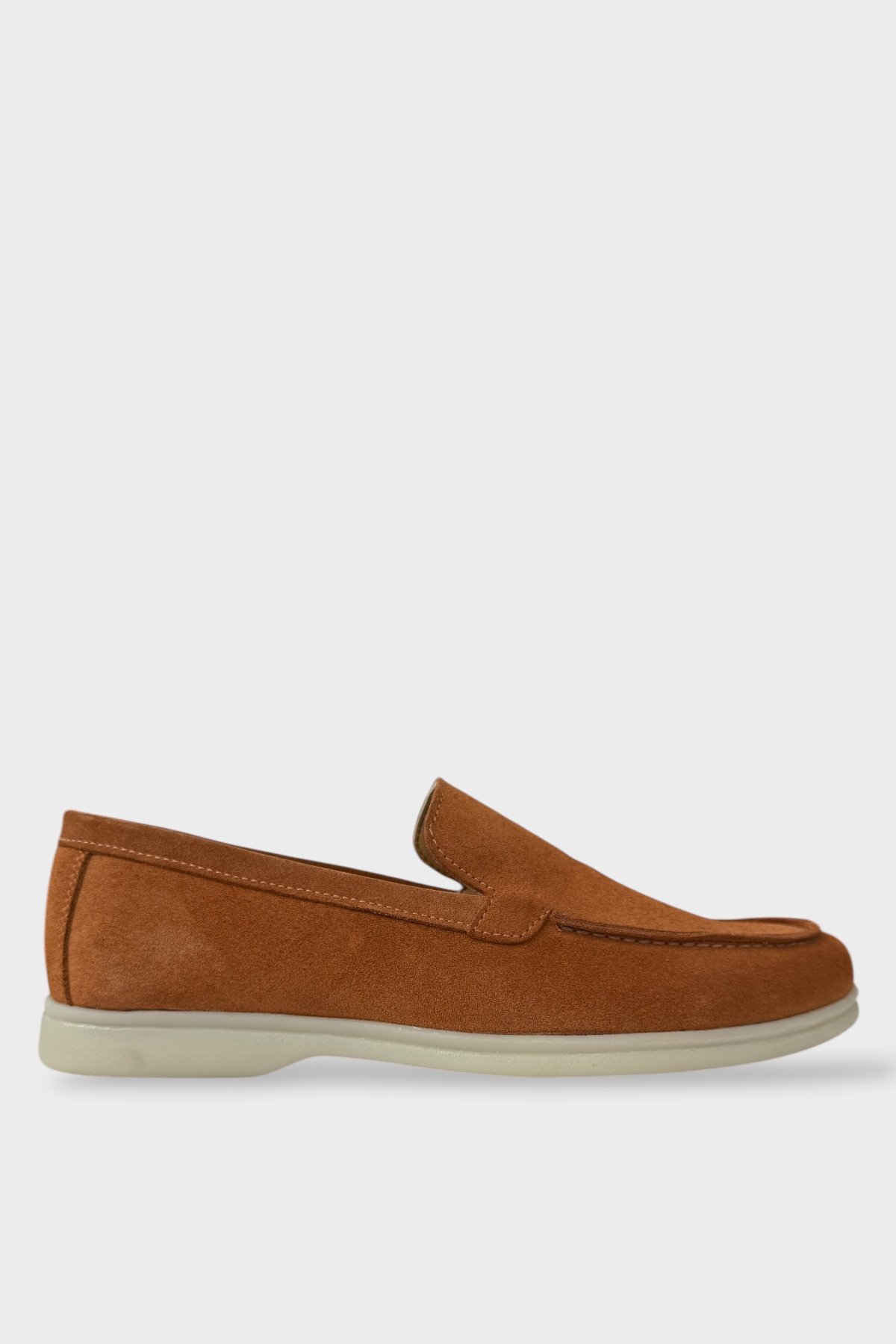 Erkek Hakiki Deri Nubuk Leofar Ayakkabı TABA - Görsel 2