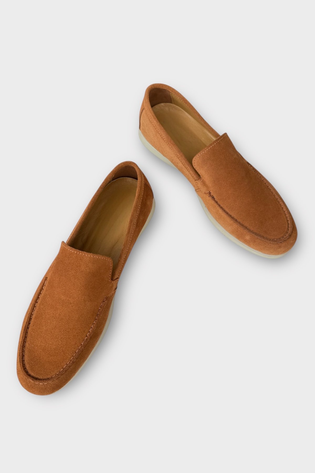 Erkek Hakiki Deri Nubuk Leofar Ayakkabı TABA - Görsel 4