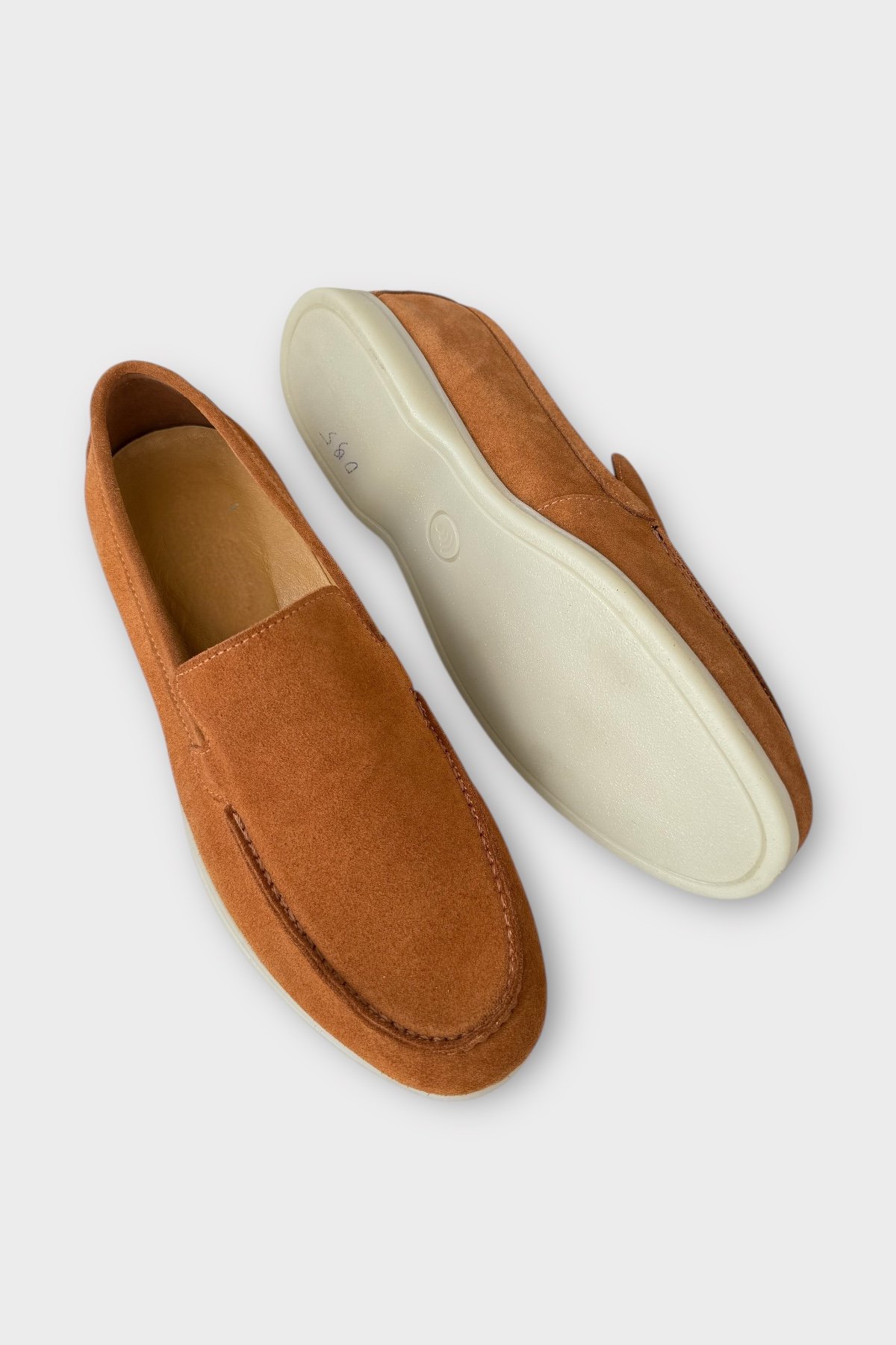 Erkek Hakiki Deri Nubuk Leofar Ayakkabı TABA - Görsel 5