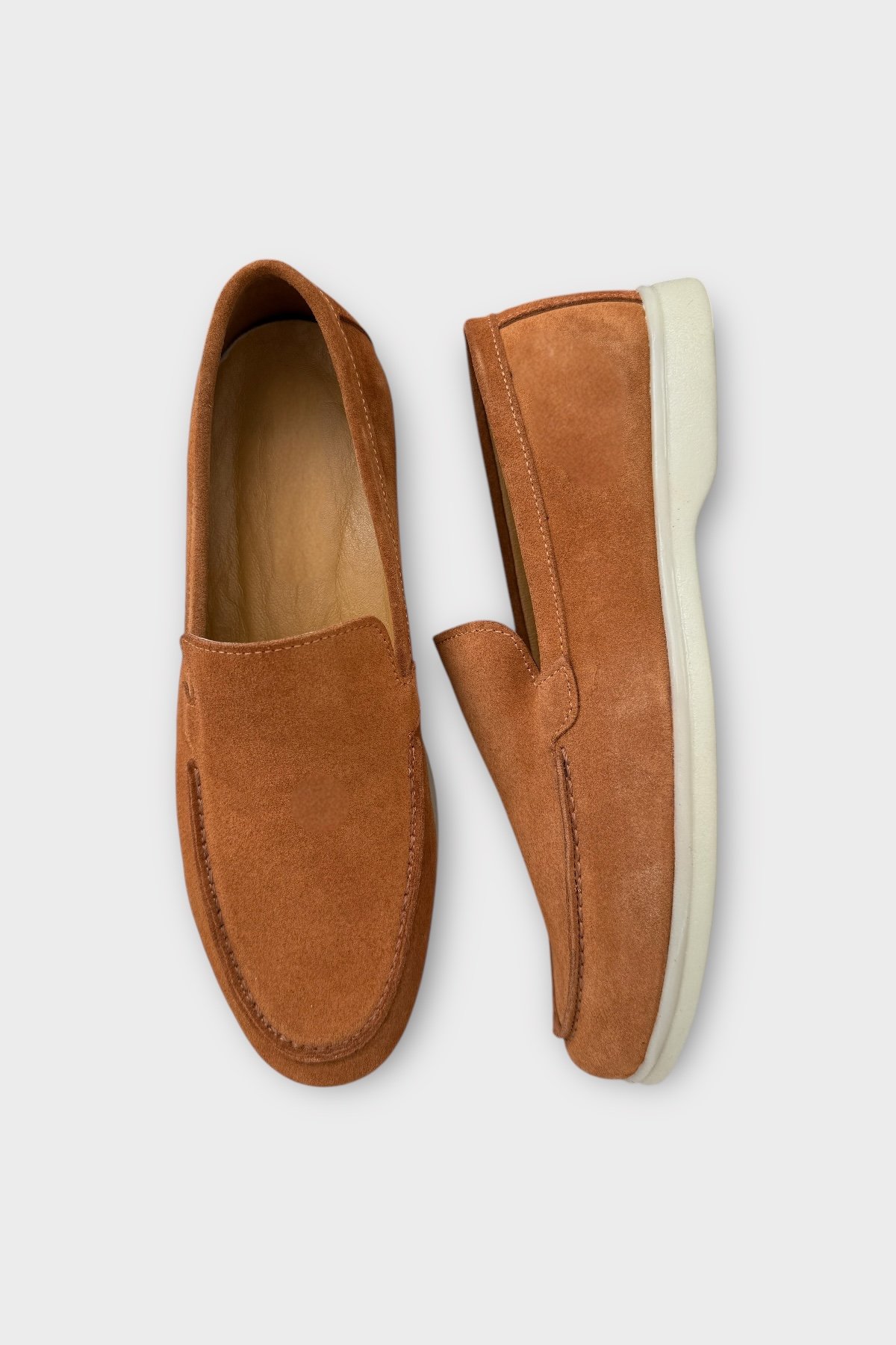 Erkek Hakiki Deri Nubuk Leofar Ayakkabı TABA - Görsel 7