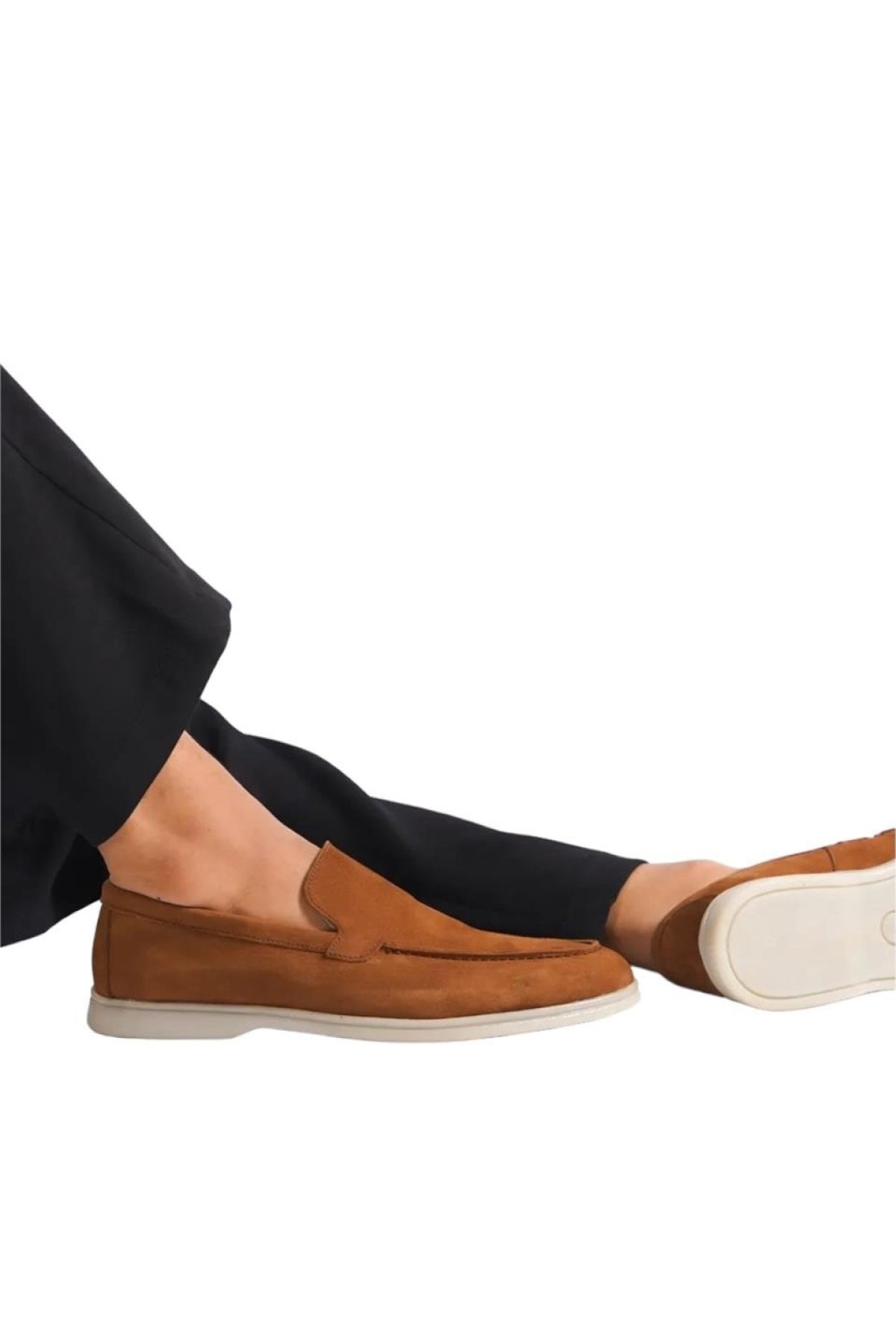 Erkek Hakiki Deri Nubuk Leofar Ayakkabı TABA - Görsel 9