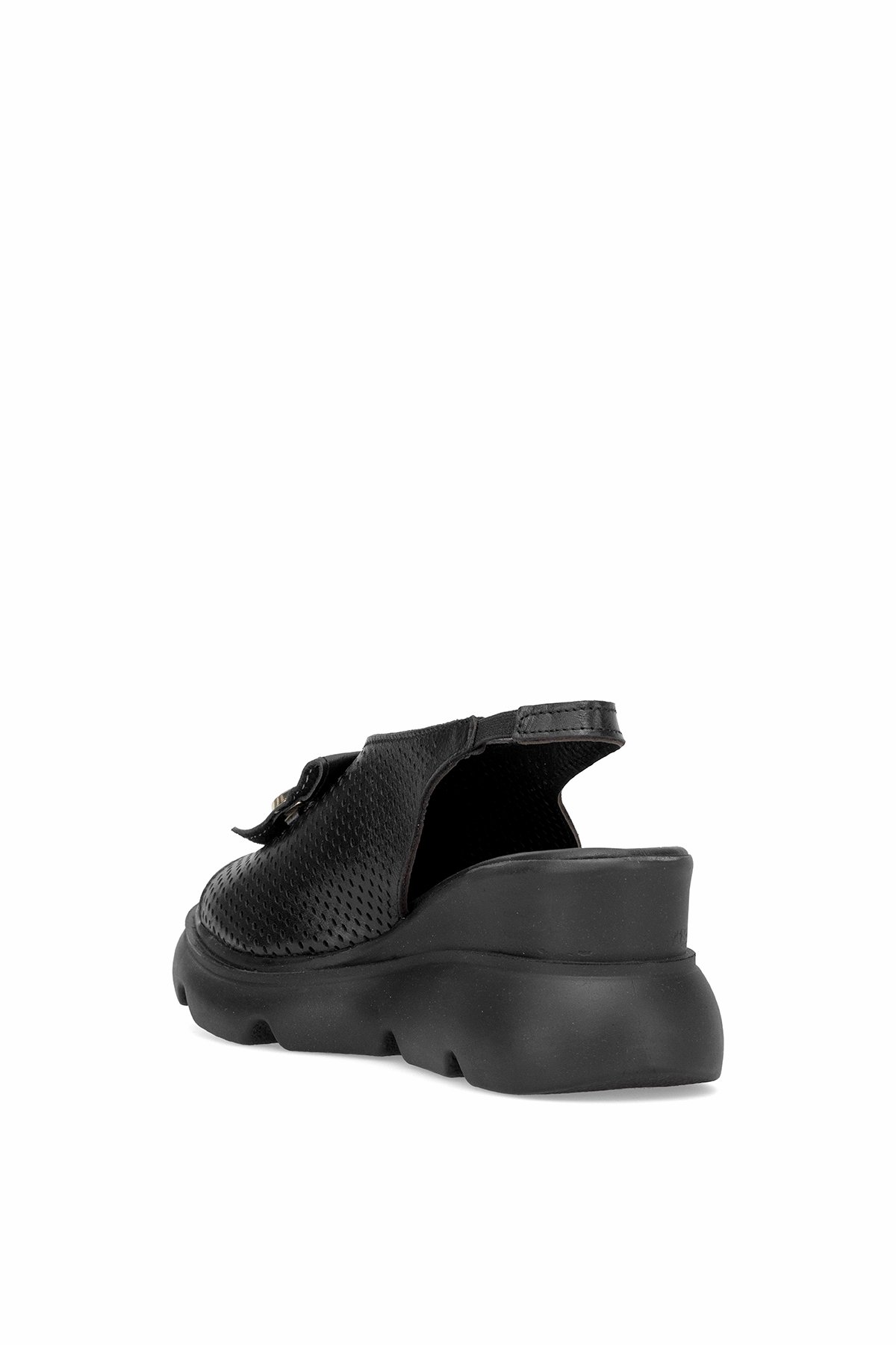 Elit Zeyn 8067 Kadın Hakiki Deri Dolgu Topuk Sandalet Siyah - Görsel 5