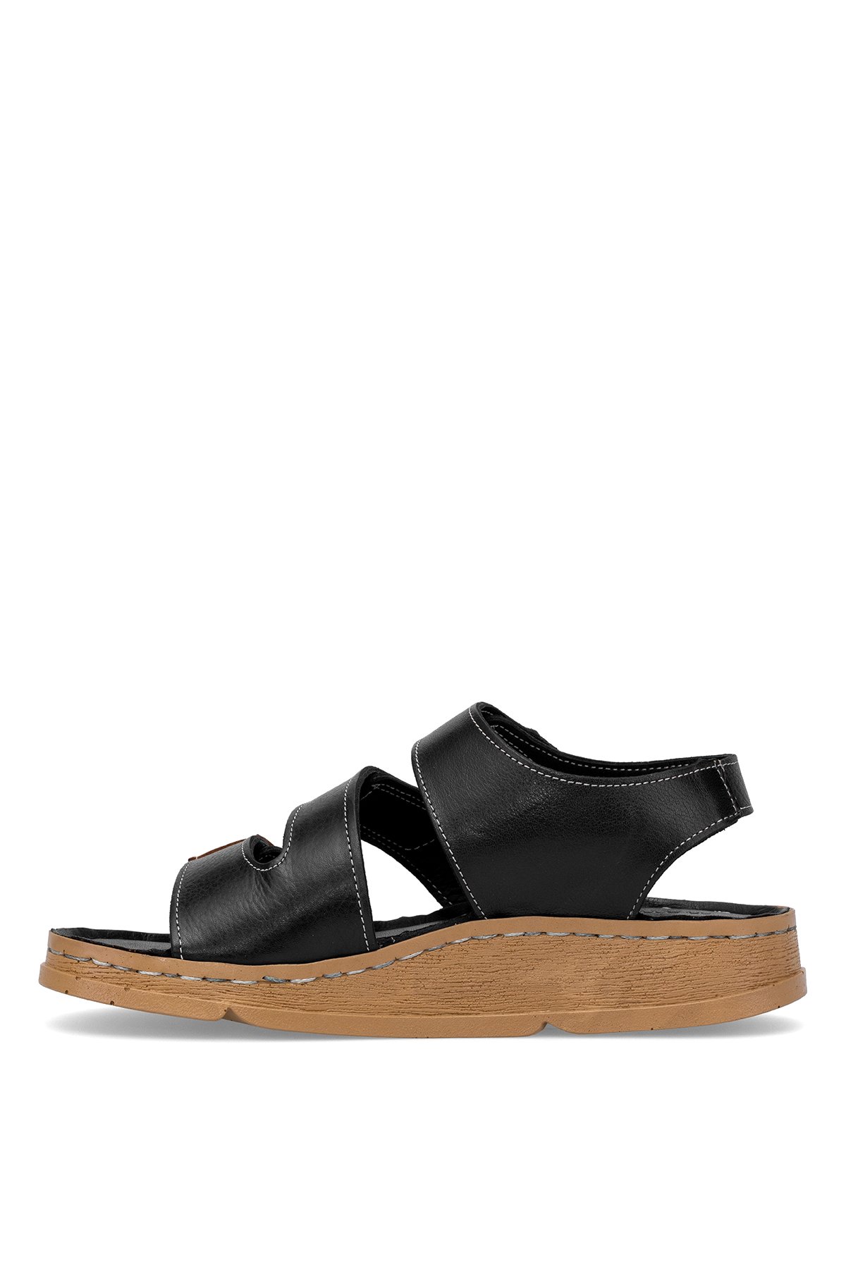 D25YS-2450 Kadın Hakiki Deri Düz Sandalet Siyah - Görsel 4