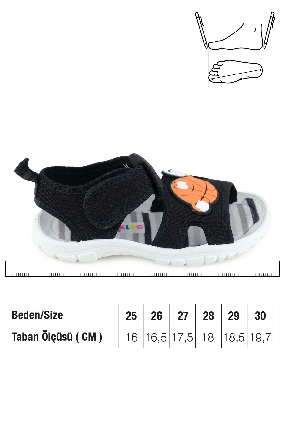 Gezer Gezer Siyah Erkek Çocuk Yazlık Rahat Taban Tek Cırt Cırtlı Ayarlanabilir Günlük Sandalet Sandalet & Terlik | Flo Siyah - 3. görsel