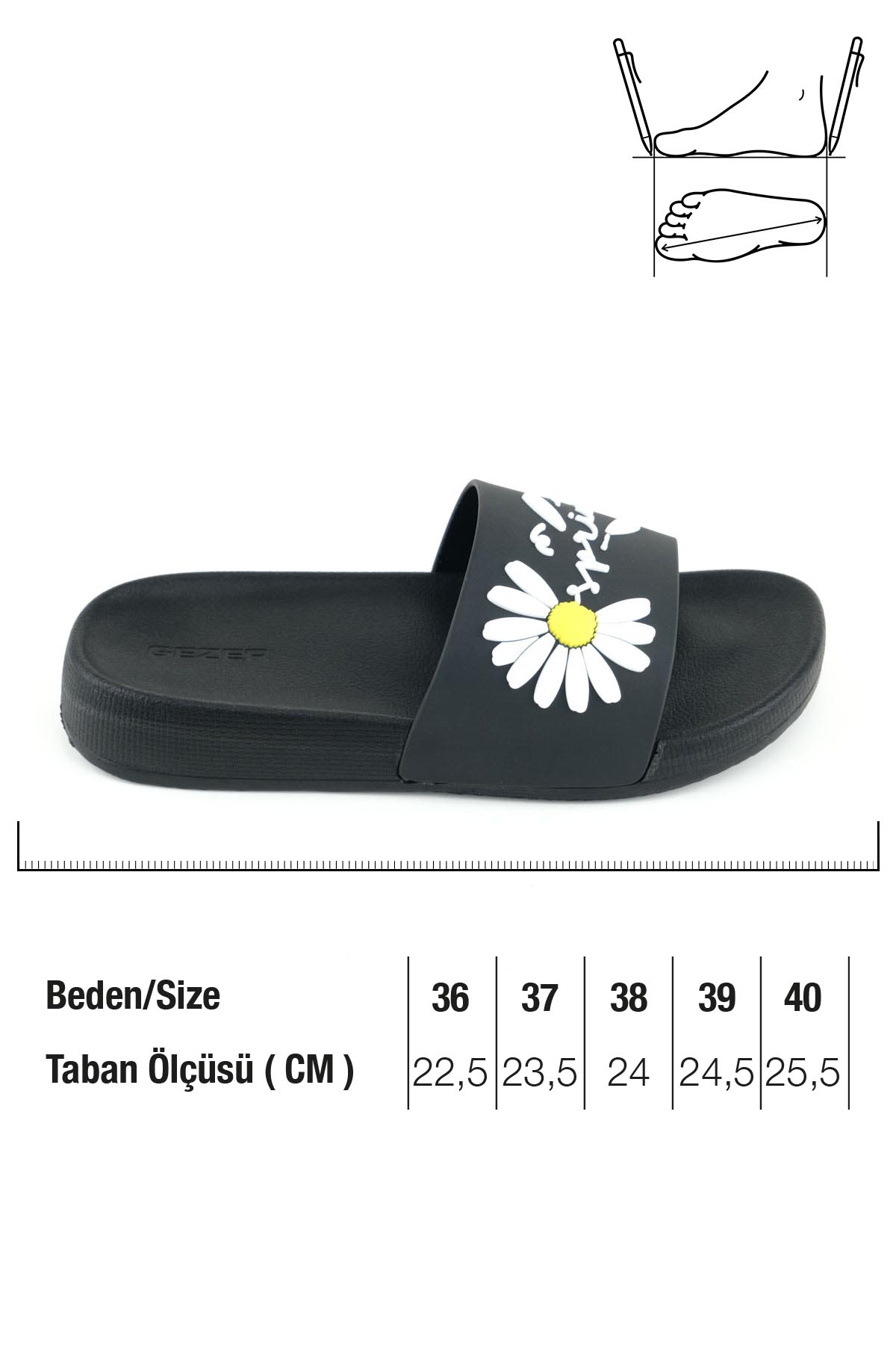 Kadın Yazlık Papatya Tasarım PU Rahat Taban Ev Banyo Havuz Plaj Terlik - Görsel 3