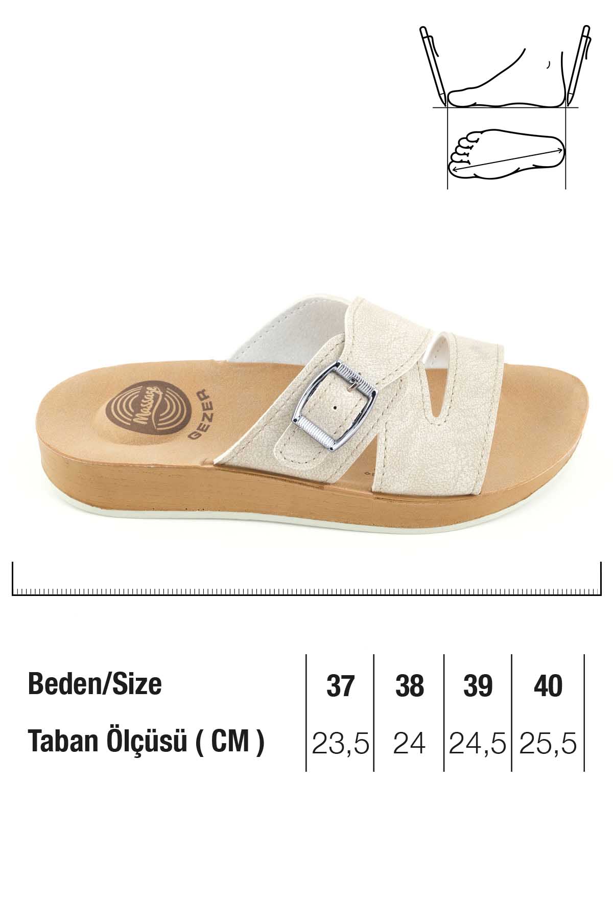 Kadın Yazlık Alt Taban PU Suni Deri Tek Toka Ayarlanabilir Rahat Masaj Taban Günlük Terlik - Görsel 3