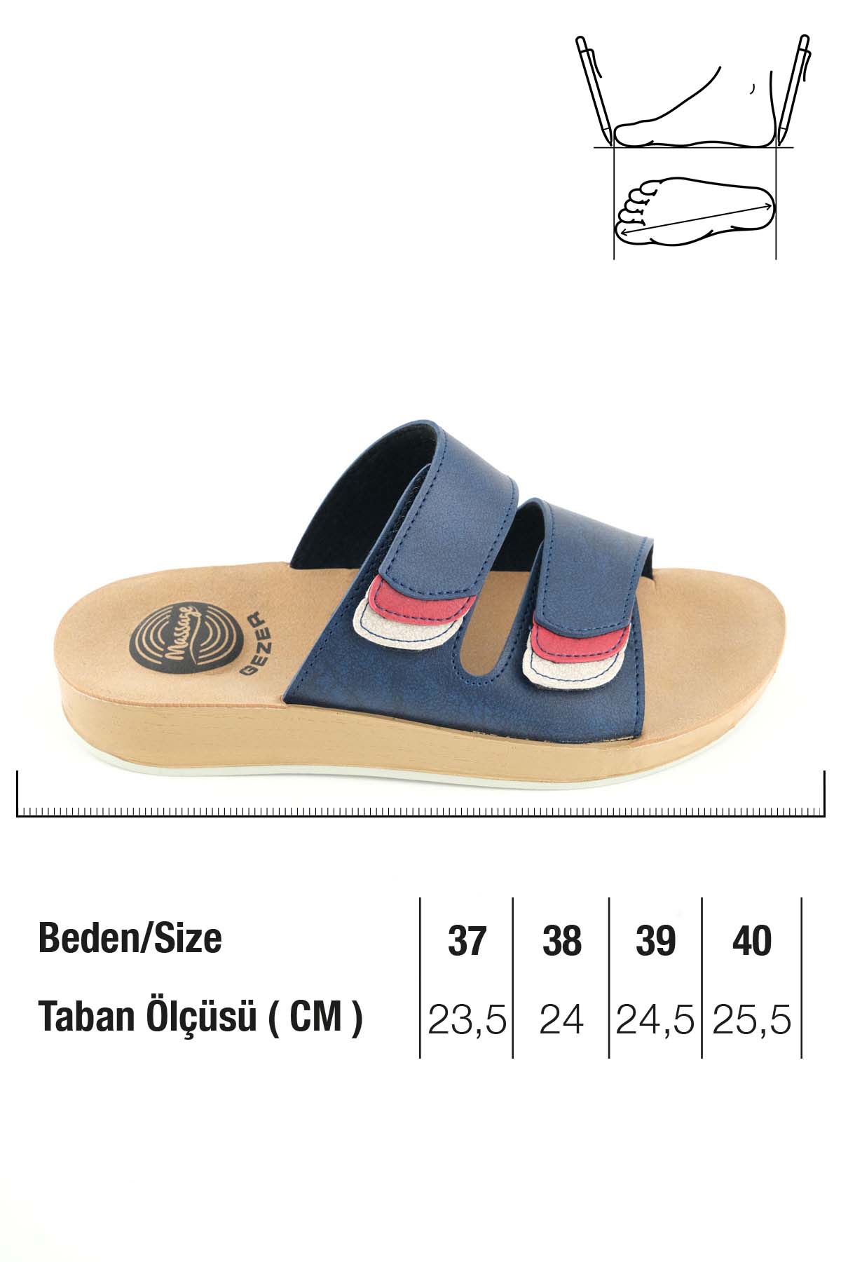 Kadın Yazlık Alt Taban PU Suni Deri Çift Cırt Cırtlı Ayarlanabilir Rahat Masaj Taban Günlük Terlik - Görsel 3