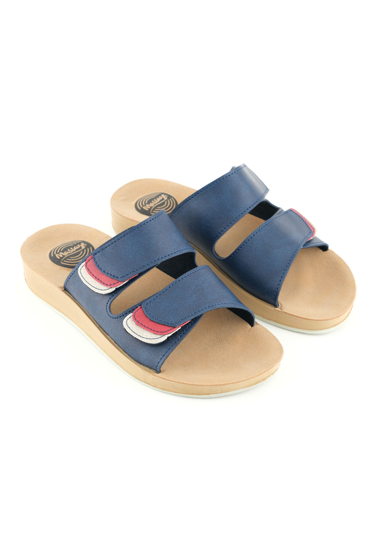 Kadın Yazlık Alt Taban PU Suni Deri Çift Cırt Cırtlı Ayarlanabilir Rahat Masaj Taban Günlük Terlik - Görsel 4