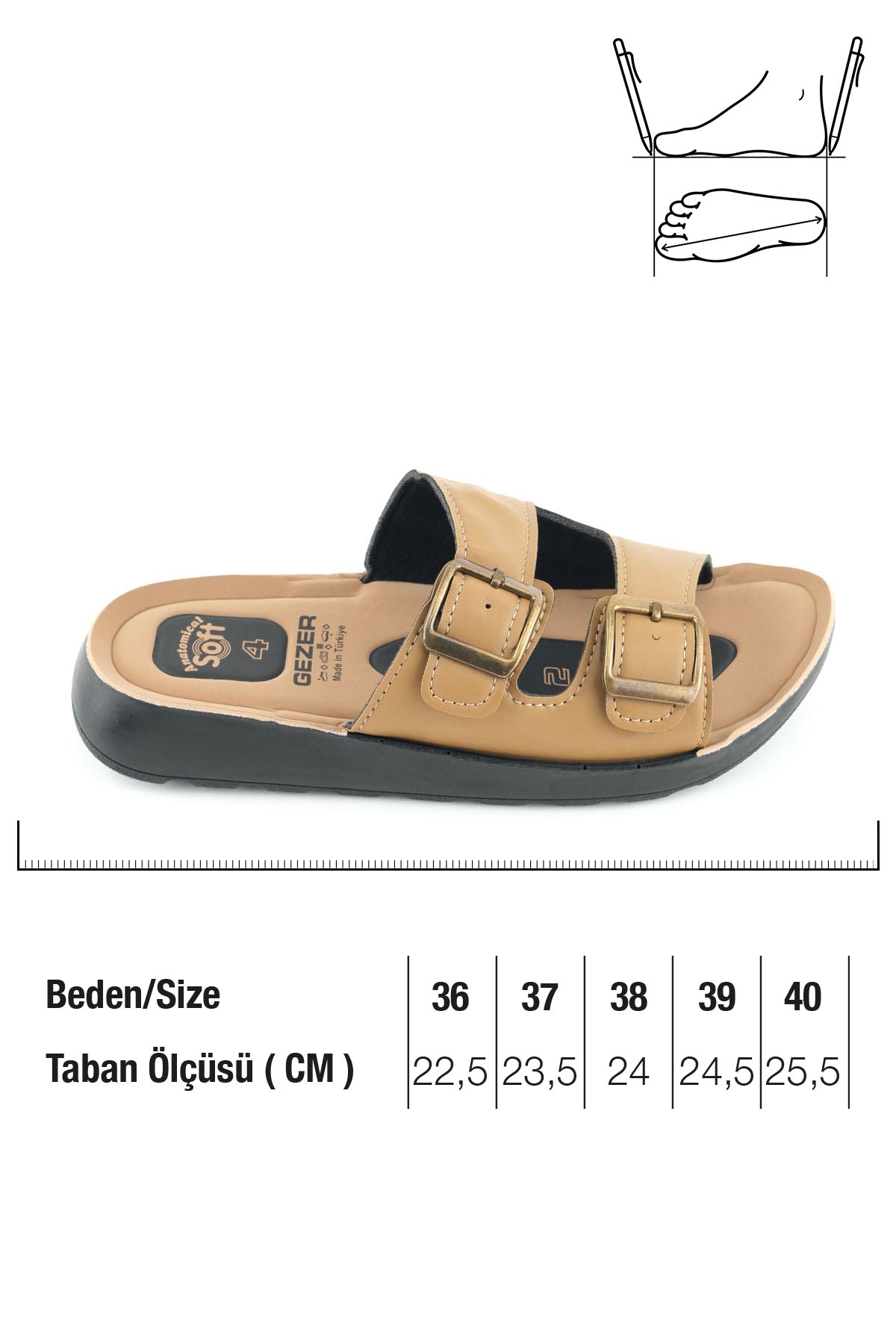 Kadın Yazlık PU Alt Taban Suni Deri İki Toka Ayarlanabilir İç Taban Anatomical Dört Nokta Yastıklı Rahat Günlük Terlik - Görsel 3