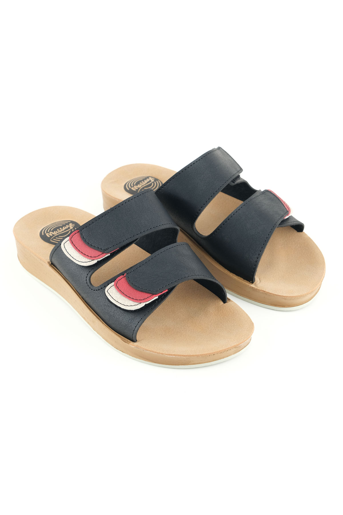 Kadın Yazlık Alt Taban PU Suni Deri Çift Cırt Cırtlı Ayarlanabilir Rahat Masaj Taban Günlük Terlik - Görsel 4