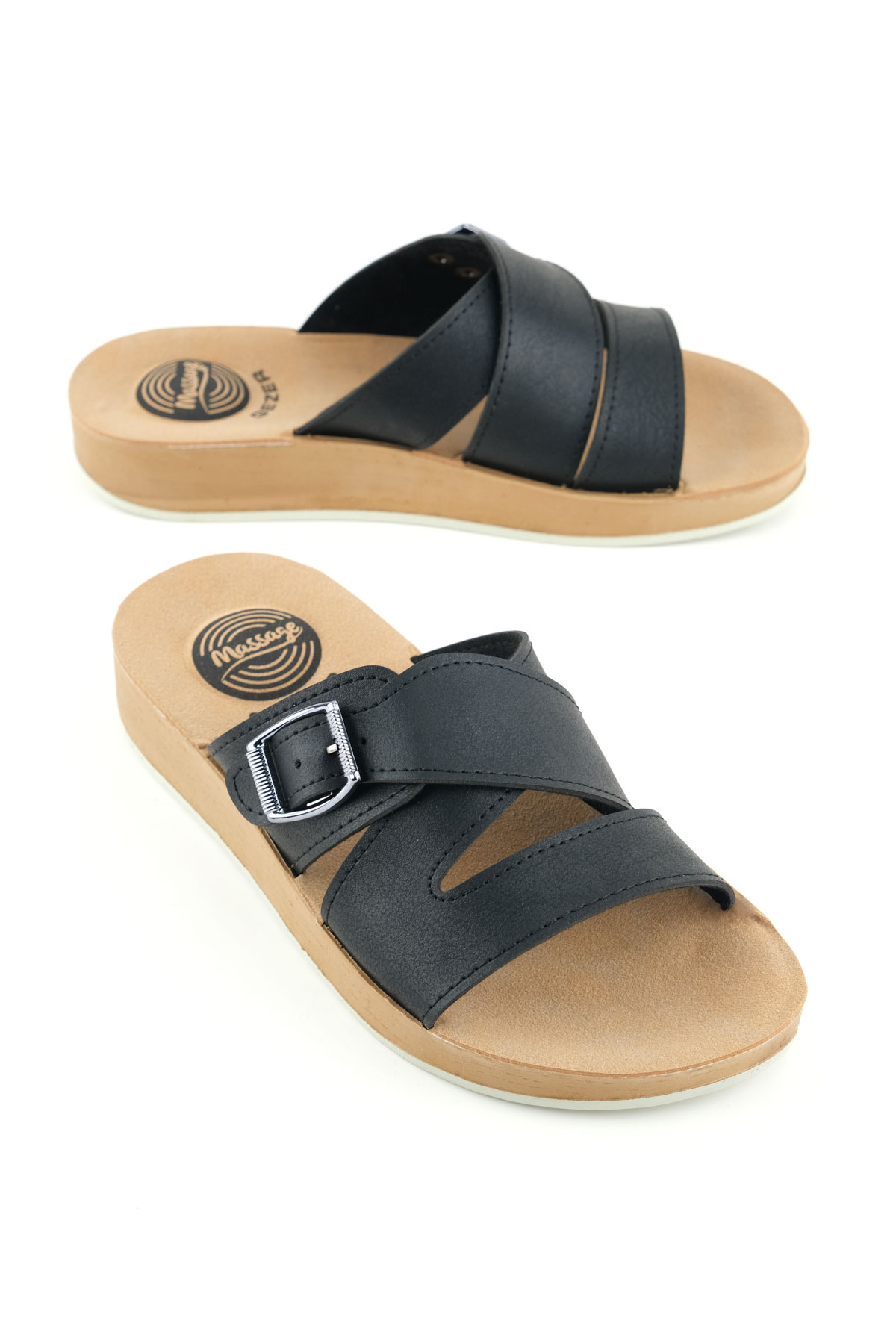 Kadın Yazlık Alt Taban PU Suni Deri Tek Toka Ayarlanabilir Rahat Masaj Taban Günlük Terlik - Görsel 2