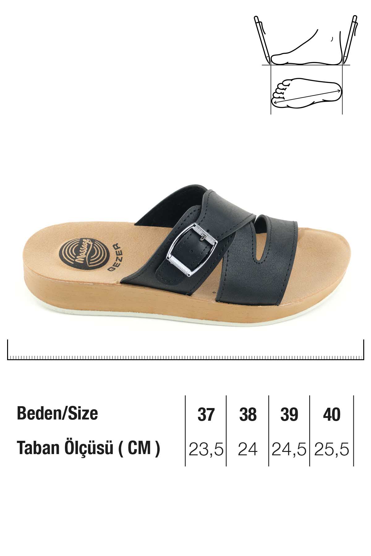 Kadın Yazlık Alt Taban PU Suni Deri Tek Toka Ayarlanabilir Rahat Masaj Taban Günlük Terlik - Görsel 3