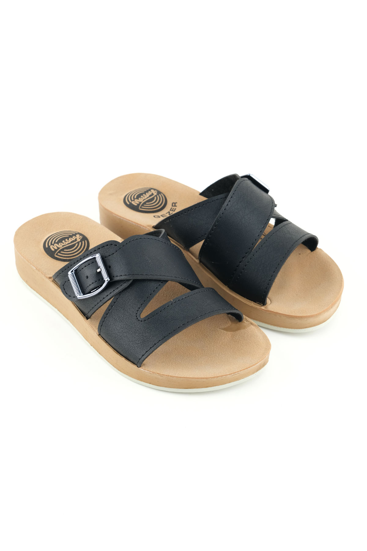 Kadın Yazlık Alt Taban PU Suni Deri Tek Toka Ayarlanabilir Rahat Masaj Taban Günlük Terlik - Görsel 4