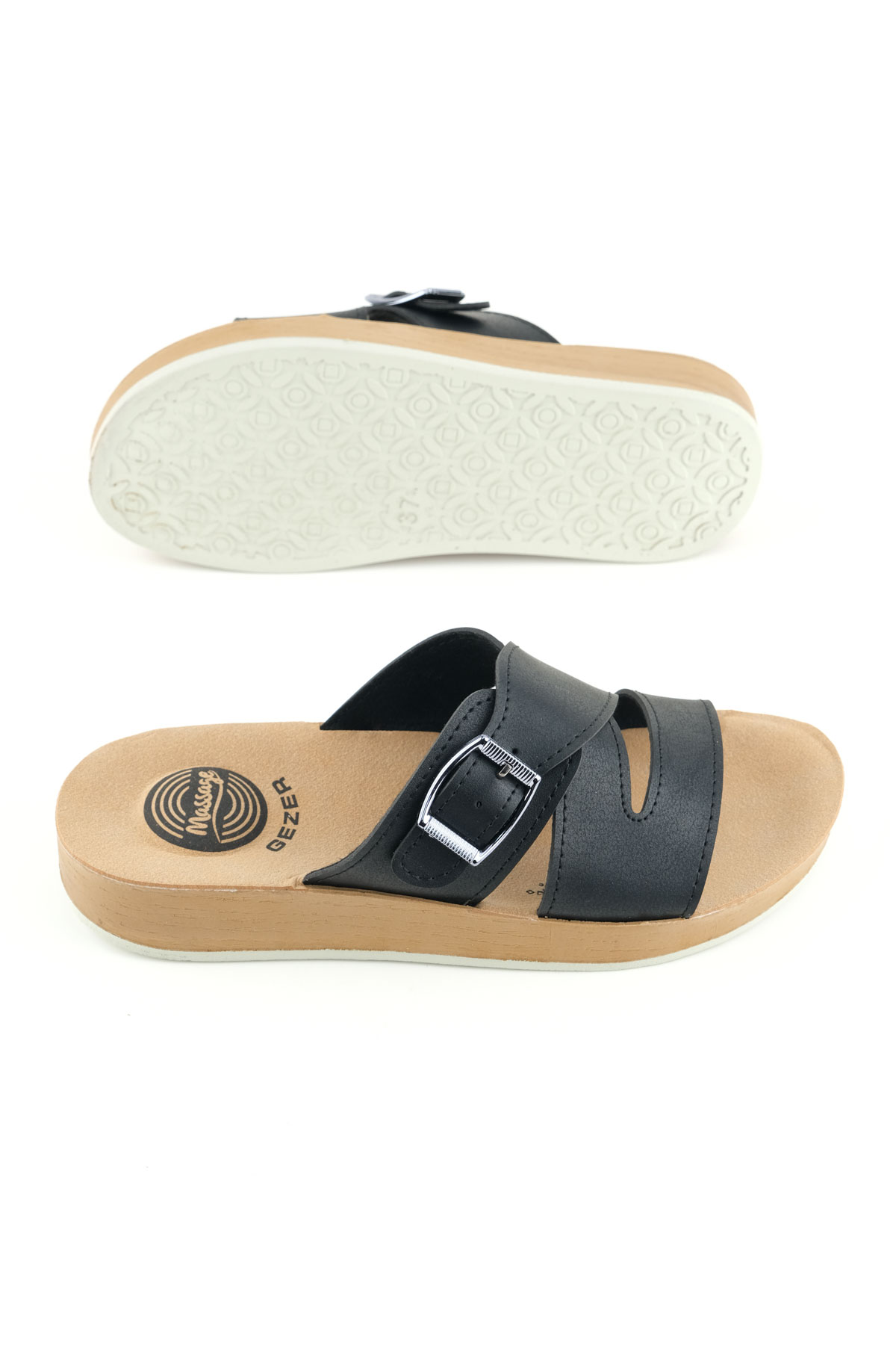 Kadın Yazlık Alt Taban PU Suni Deri Tek Toka Ayarlanabilir Rahat Masaj Taban Günlük Terlik - Görsel 6