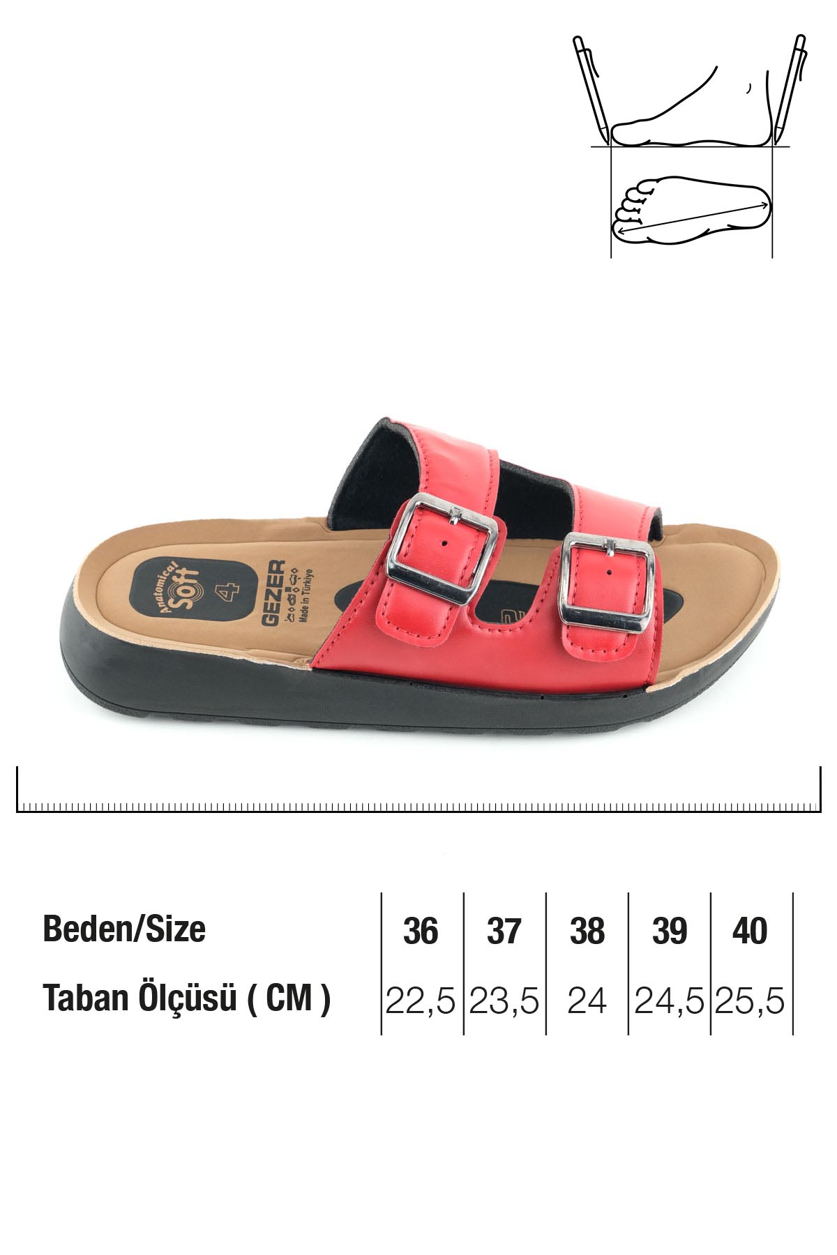 Kadın Yazlık PU Alt Taban Suni Deri İki Toka Ayarlanabilir İç Taban Anatomical Dört Nokta Yastıklı Rahat Günlük Terlik - Görsel 3