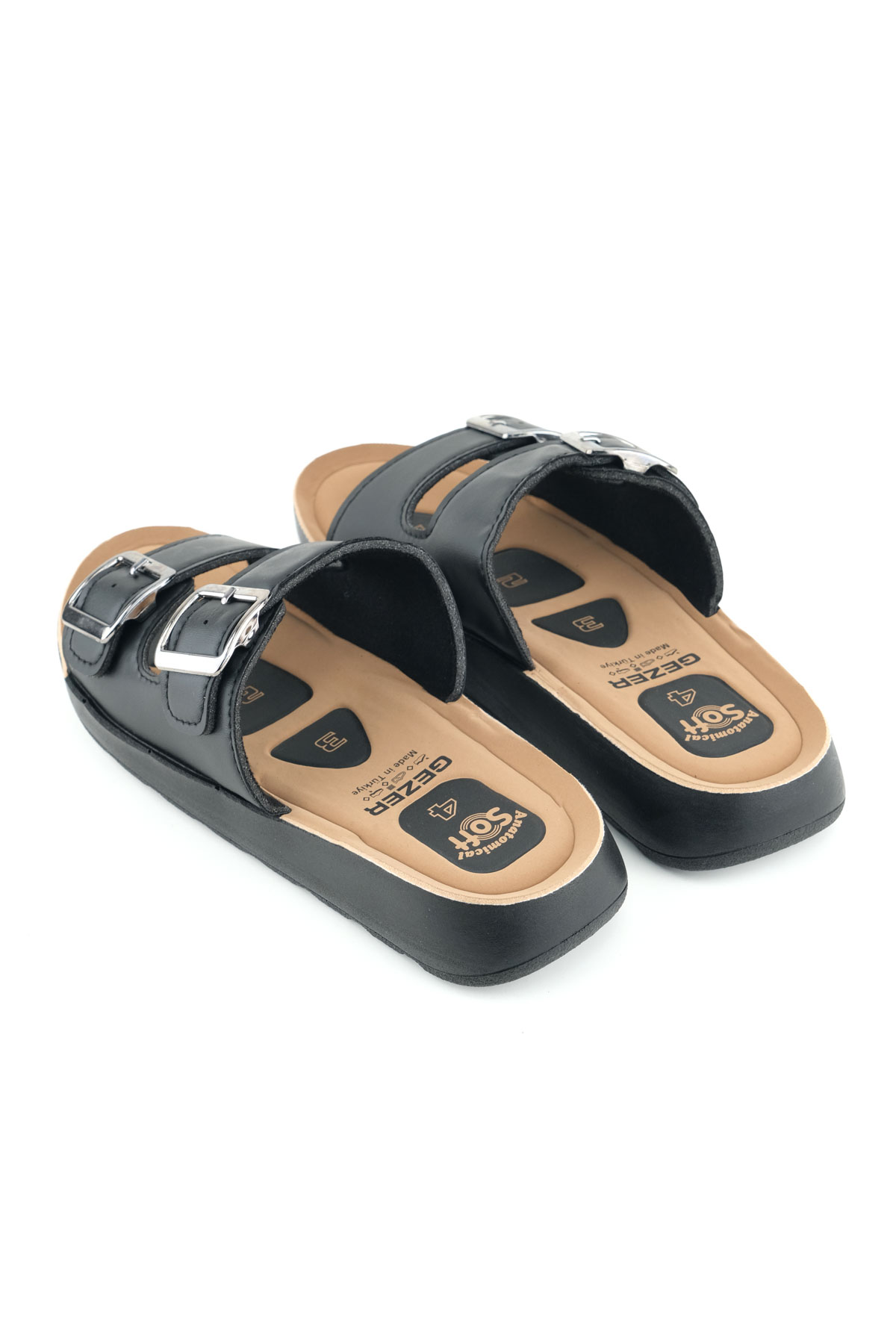 Kadın Yazlık PU Alt Taban Suni Deri İki Toka Ayarlanabilir İç Taban Anatomical Dört Nokta Yastıklı Rahat Günlük Terlik - Görsel 5