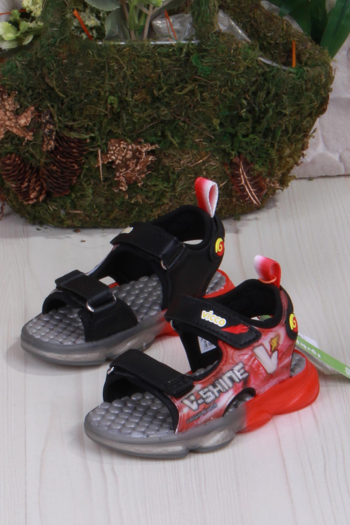 332.P25Y.255 Felipe Siyah Rahat Esnek Işıklı Erkek Çocuk Sandalet - Görsel 5