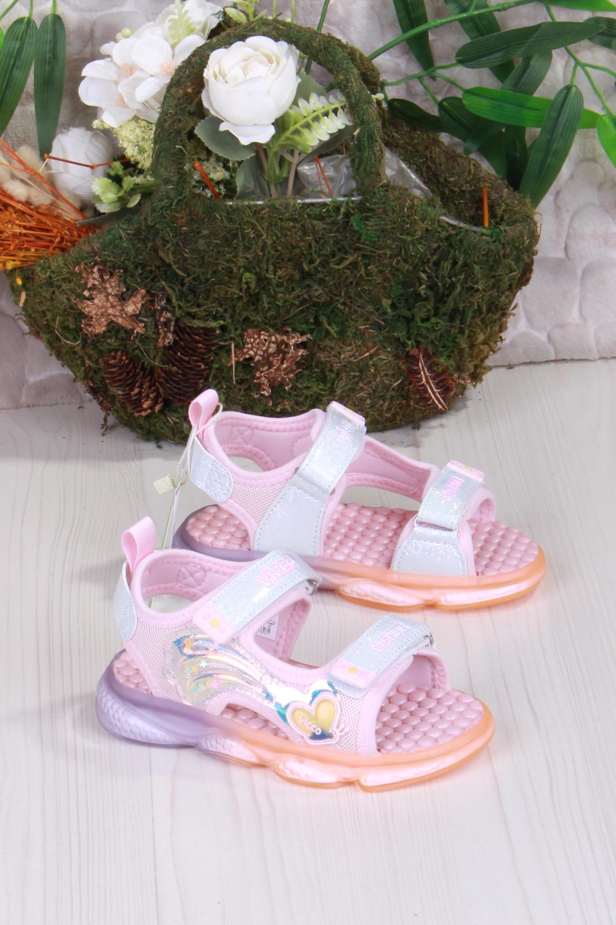 332.P25Y.254 Pudra Can Anatomik Işıklı Kız Çocuk Sandalet - Görsel 2