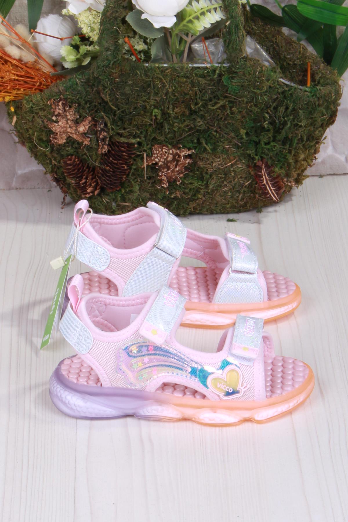 332.P25Y.254 Pudra Can Anatomik Işıklı Kız Çocuk Sandalet - Görsel 3