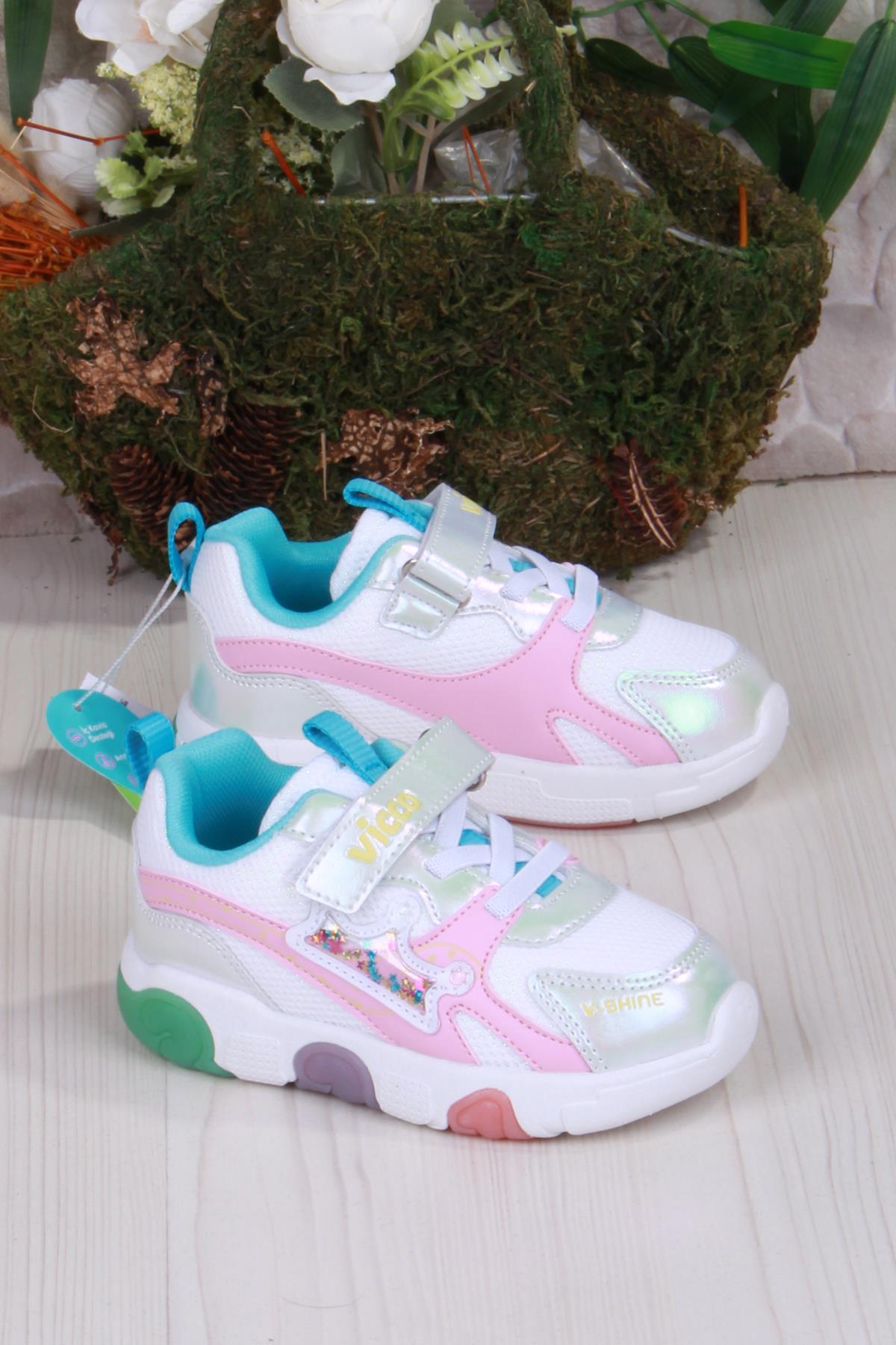 346.B25Y.180 Beyaz Queen Anatomik Işıklı Kız Çocuk Ayakkabı - Görsel 2