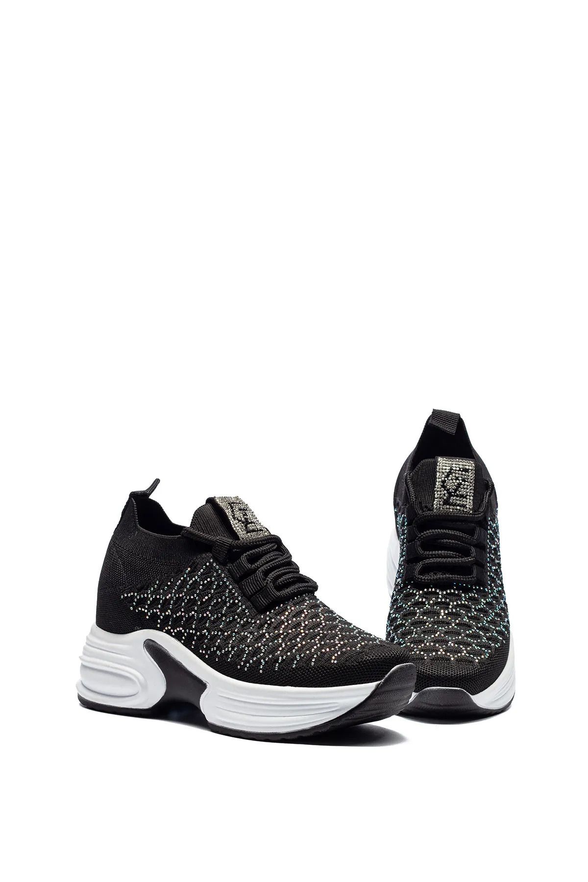 5007 GİZLİ TOPUK TAŞLI YÜKSEK TABAN TRİKO SNEAKER AYAKKABI - Görsel 6