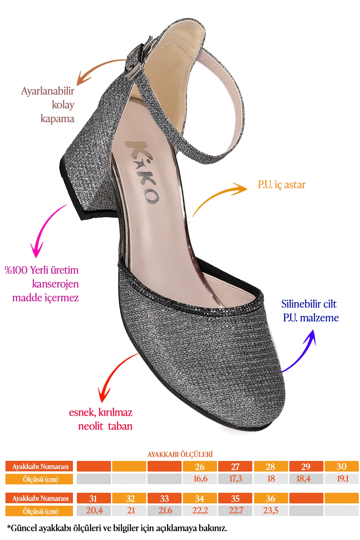 Ressa Çupra Taşlı Kız Çocuk 5 Cm Topuklu Sandalet Abiye Ayakkabı Platin - Platin - Görsel 3