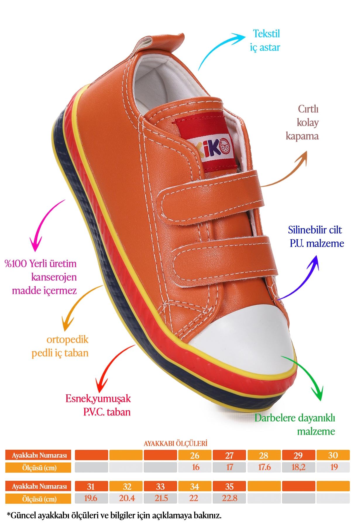 Raka Cırtlı Erkek Çocuk Günlük Spor Ayakkabı Turuncu - Görsel 3