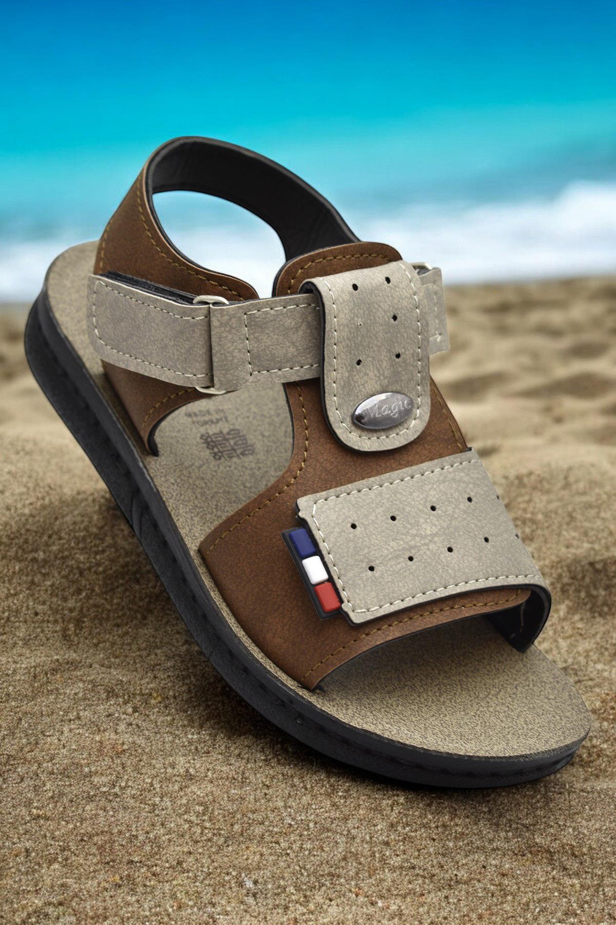 18802 Rahat Taban Erkek Çocuk Sandalet Terlik Çocuk Sandalet - Görsel 3