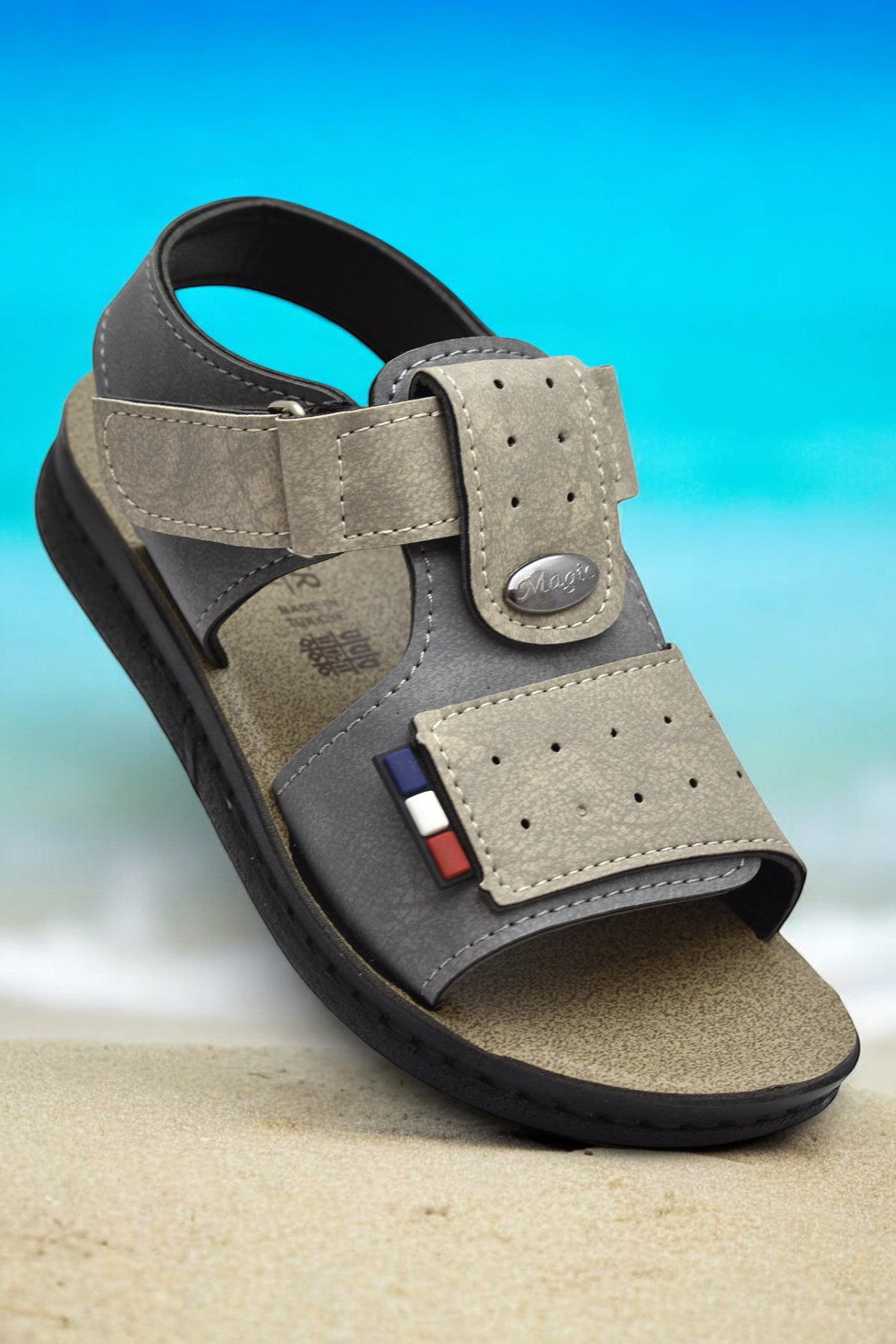 18802 Rahat Taban Erkek Çocuk Sandalet Terlik Çocuk Sandalet - Görsel 3