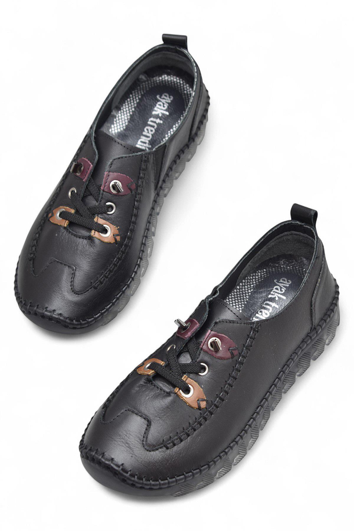 212 Tam Ortopedik Hafif Dolgu Taban Günlük Hakiki Deri Kadın Ayakkabı Anne Ayakkabısı - Görsel 4