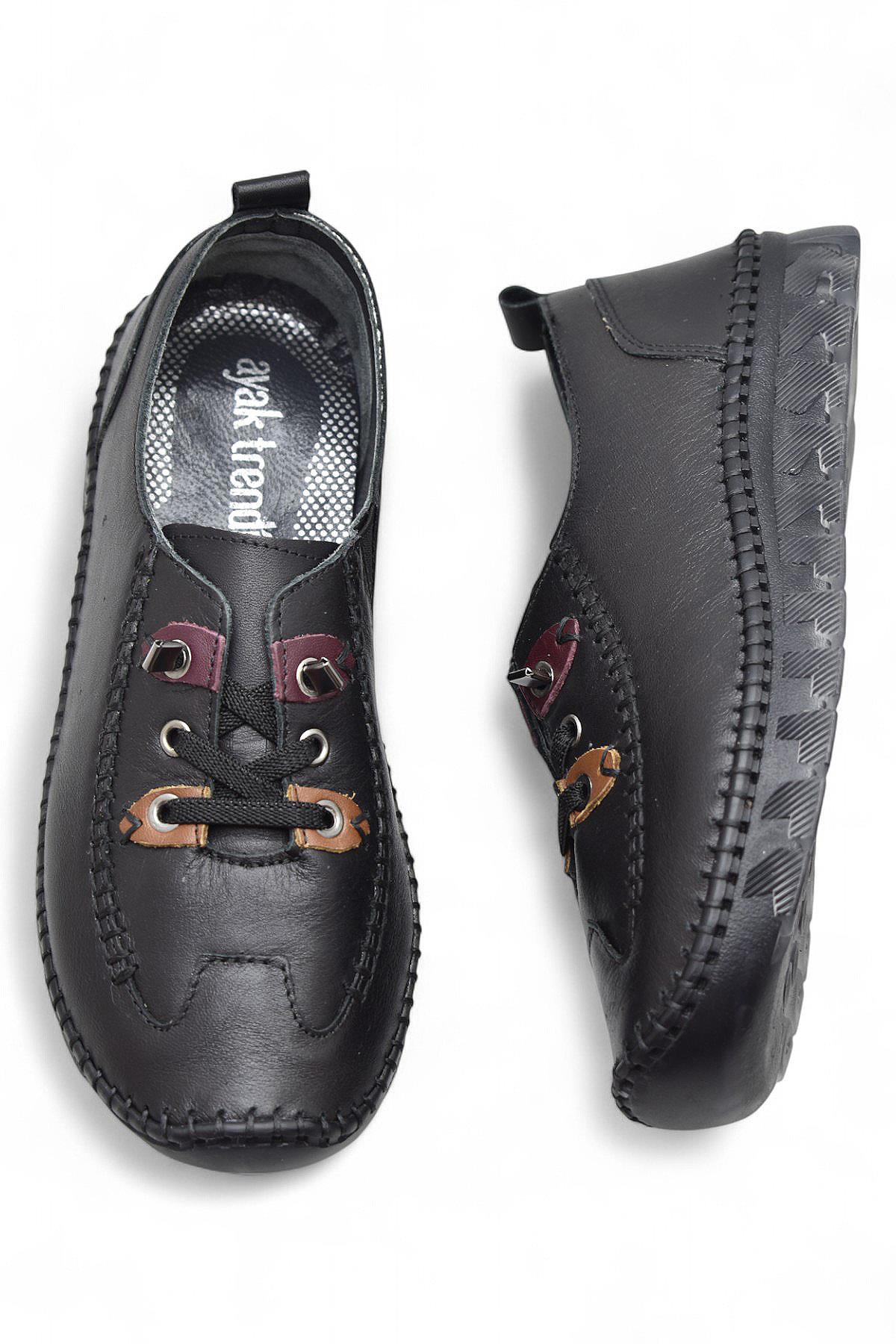 212 Tam Ortopedik Hafif Dolgu Taban Günlük Hakiki Deri Kadın Ayakkabı Anne Ayakkabısı - Görsel 6