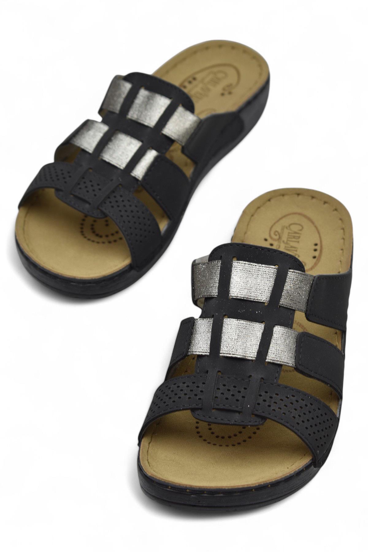 150988 CV TAM Ortopedik Taban Günlük Kadın Terlik Sandalet Lastik Yanlar - Görsel 3