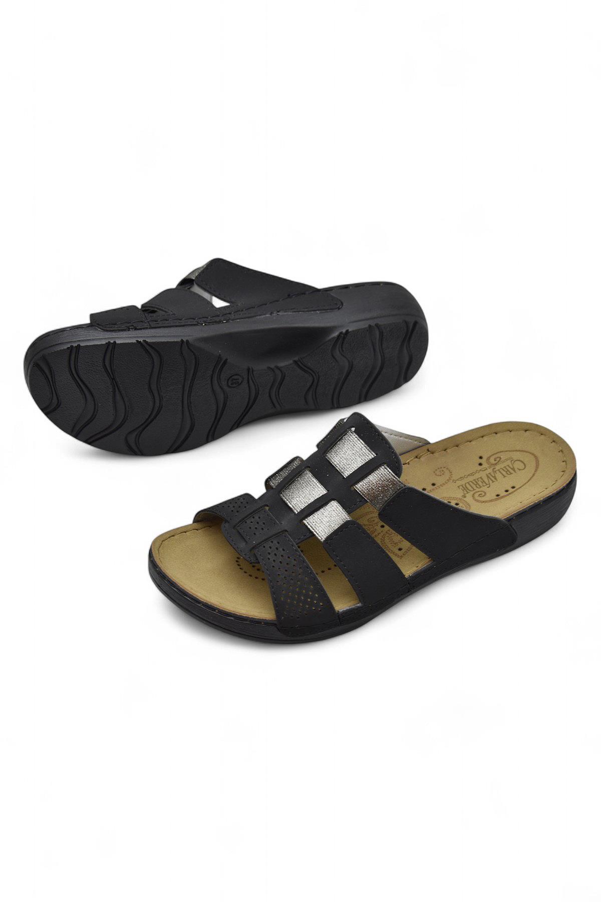 150988 CV TAM Ortopedik Taban Günlük Kadın Terlik Sandalet Lastik Yanlar - Görsel 5