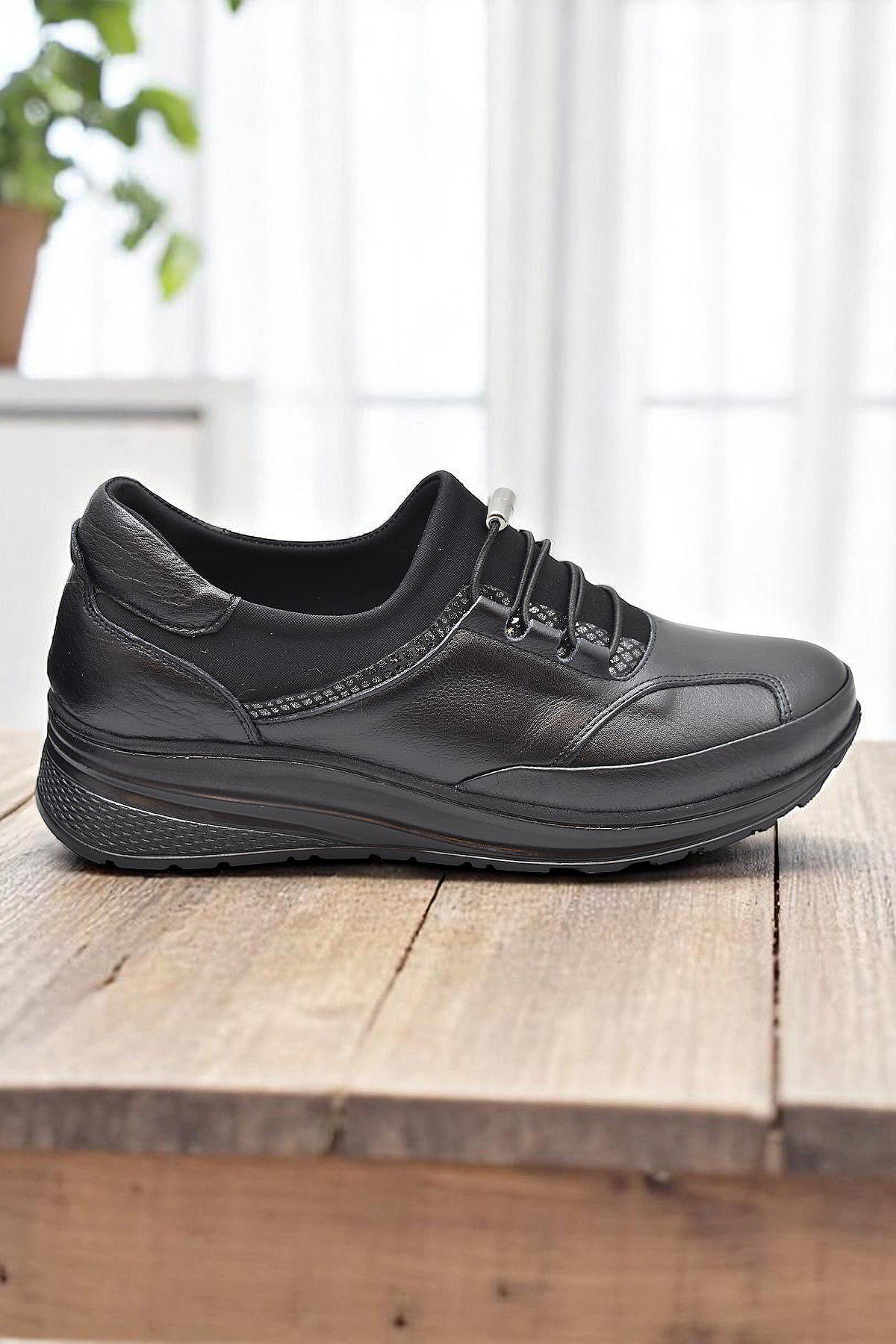 2000 Tam Ortopedik Hafif Dolgu Taban Günlük Hakiki Deri Kadın Ayakkabı Anne Ayakkabısı - Görsel 2