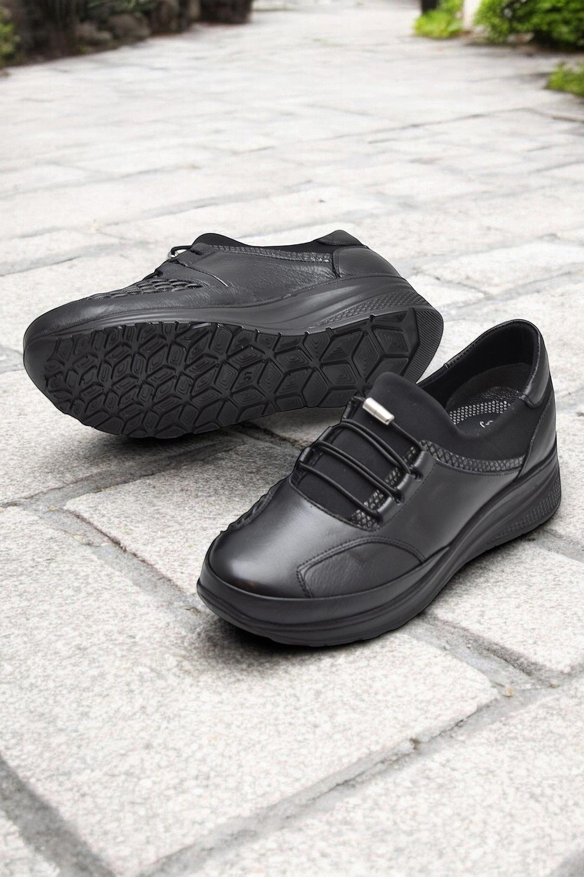 2000 Tam Ortopedik Hafif Dolgu Taban Günlük Hakiki Deri Kadın Ayakkabı Anne Ayakkabısı - Görsel 4