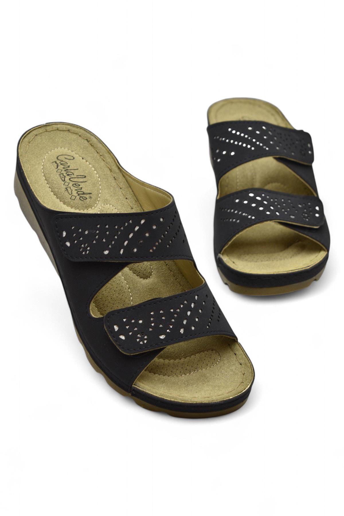 160161 CV TAM Ortopedik Taban Günlük Kadın Terlik Cırtlı Anatomik Taban - Görsel 3