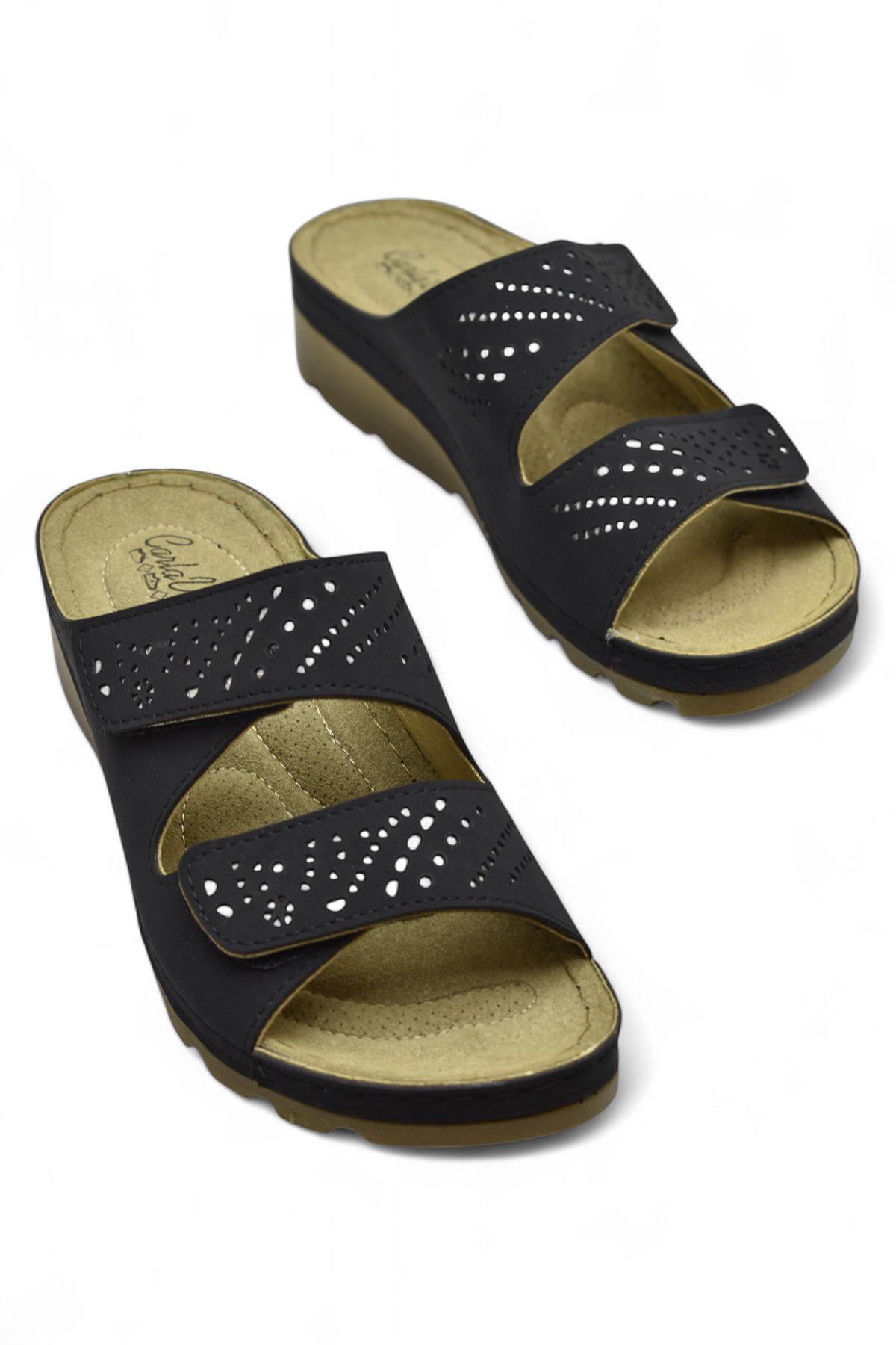 160161 CV TAM Ortopedik Taban Günlük Kadın Terlik Cırtlı Anatomik Taban - Görsel 5