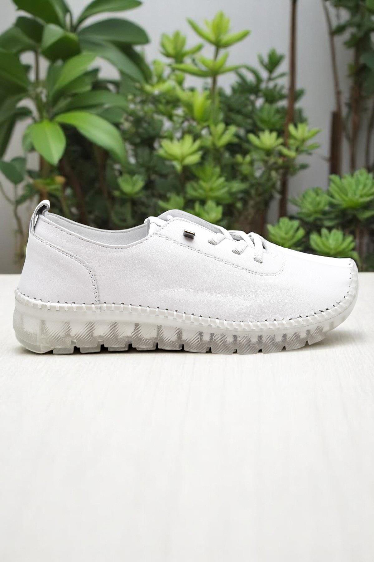 211 Tam Ortopedik Hafif Dolgu Taban Günlük Hakiki Deri Kadın Ayakkabı - Görsel 2