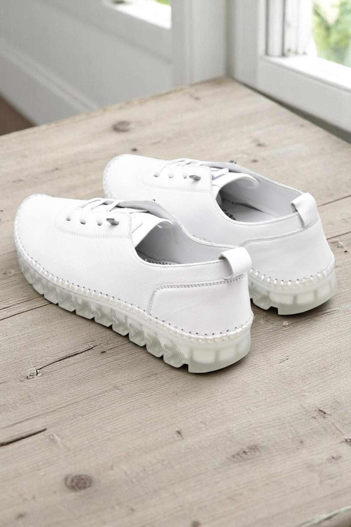 211 Tam Ortopedik Hafif Dolgu Taban Günlük Hakiki Deri Kadın Ayakkabı - Görsel 5