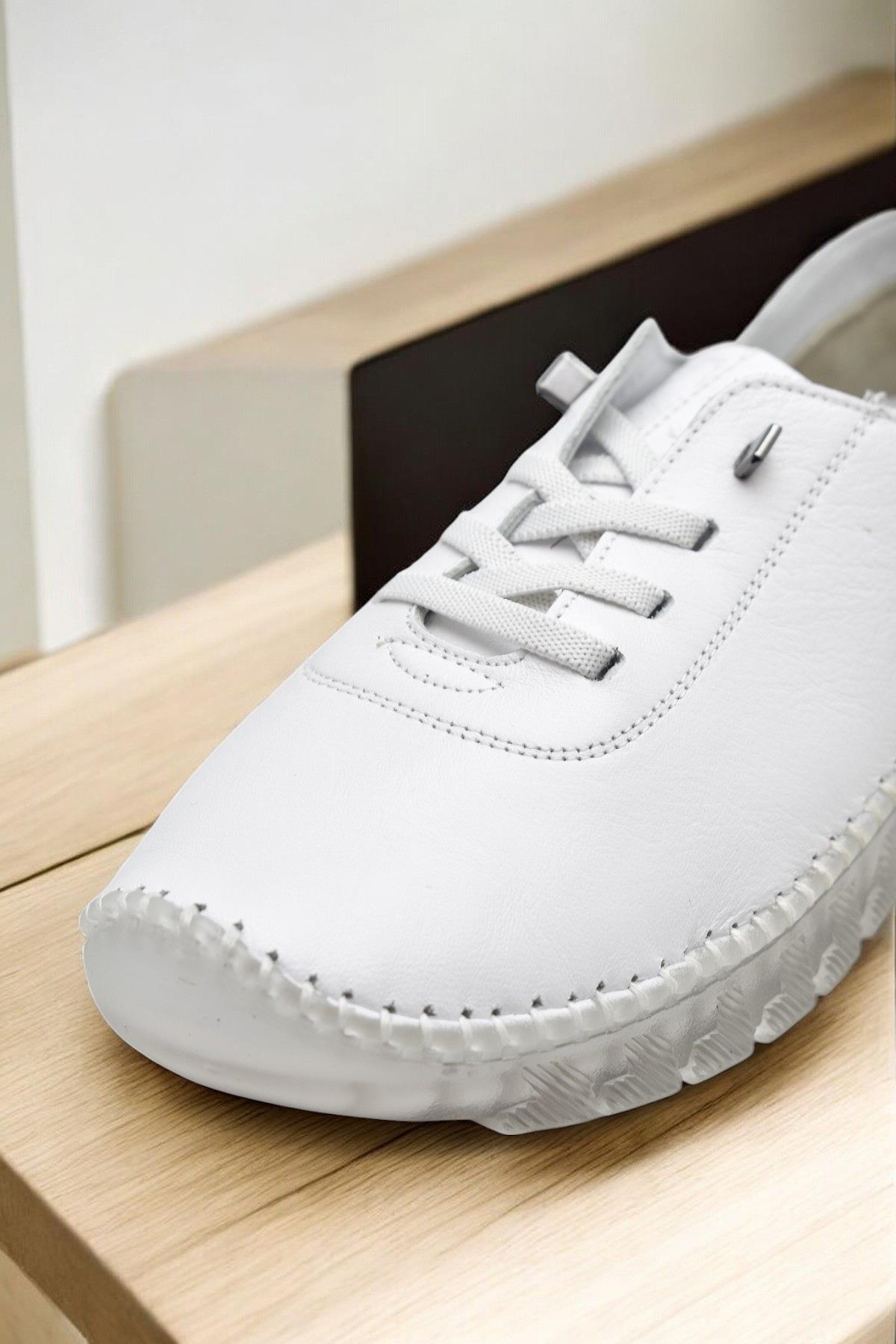 211 Tam Ortopedik Hafif Dolgu Taban Günlük Hakiki Deri Kadın Ayakkabı - Görsel 6