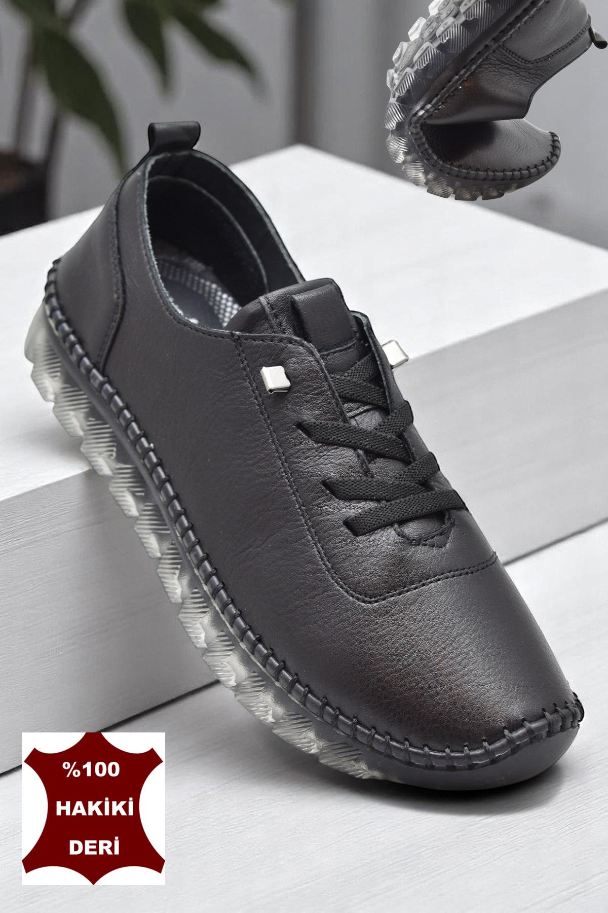 211 Tam Ortopedik Hafif Dolgu Taban Günlük Hakiki Deri Kadın Ayakkabı - Görsel 3