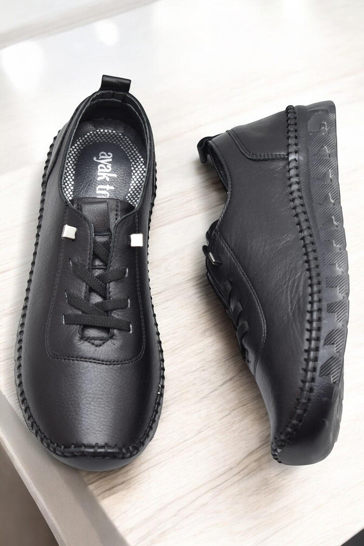 211 Tam Ortopedik Hafif Dolgu Taban Günlük Hakiki Deri Kadın Ayakkabı - Görsel 6