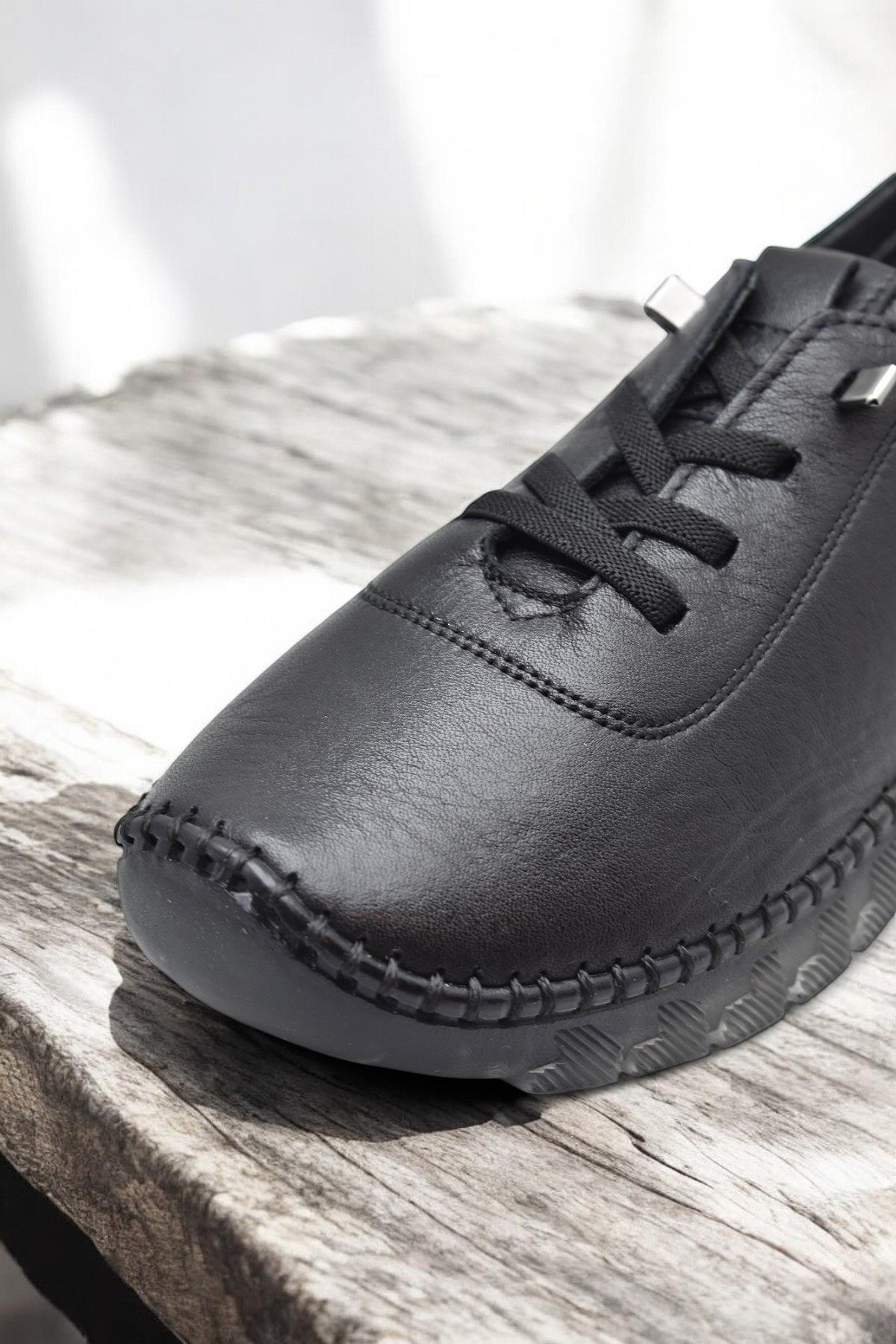 211 Tam Ortopedik Hafif Dolgu Taban Günlük Hakiki Deri Kadın Ayakkabı - Görsel 7