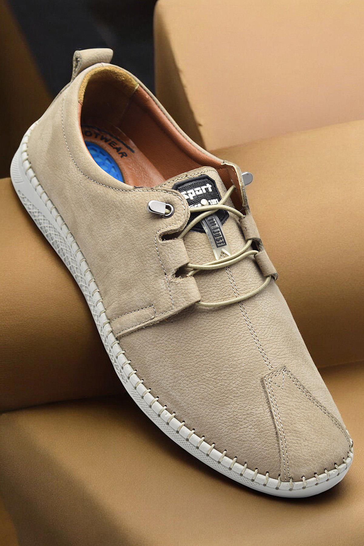 066 Tam Ortopedik Taban Hakiki Deri Nubuk Erkek Ayakkabı Günlük Erkek Ayakkabı Topuk Jelli - Görsel 3