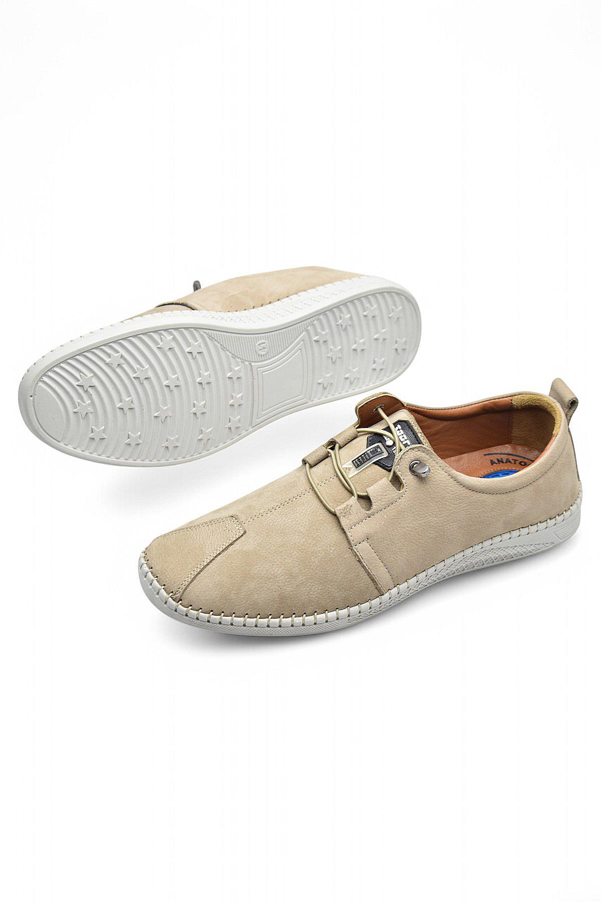 066 Tam Ortopedik Taban Hakiki Deri Nubuk Erkek Ayakkabı Günlük Erkek Ayakkabı Topuk Jelli - Görsel 4