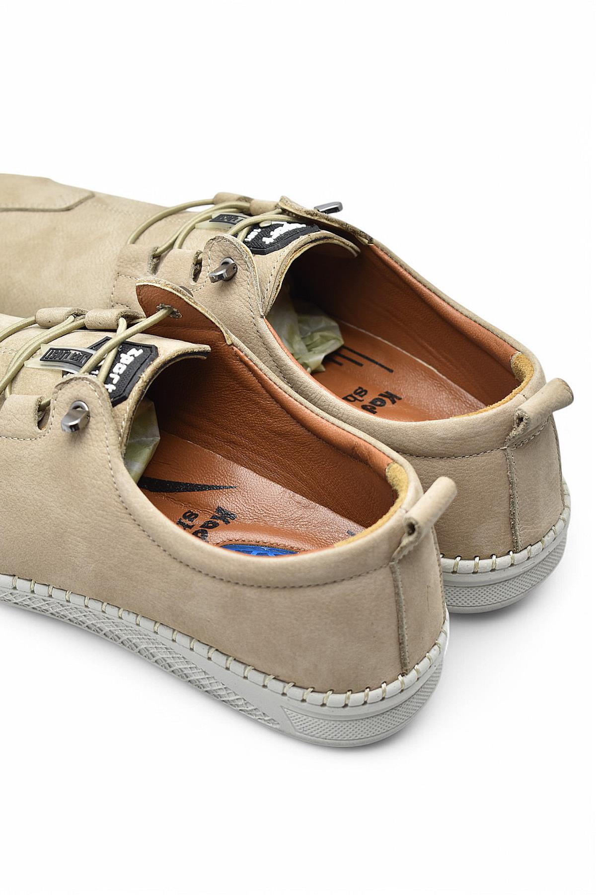 066 Tam Ortopedik Taban Hakiki Deri Nubuk Erkek Ayakkabı Günlük Erkek Ayakkabı Topuk Jelli - Görsel 5