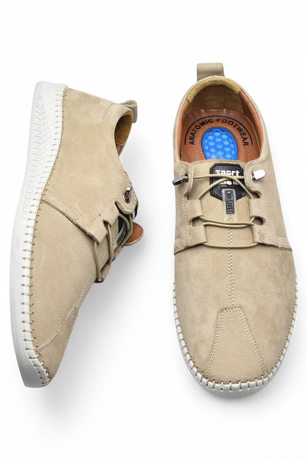 066 Tam Ortopedik Taban Hakiki Deri Nubuk Erkek Ayakkabı Günlük Erkek Ayakkabı Topuk Jelli - Görsel 6