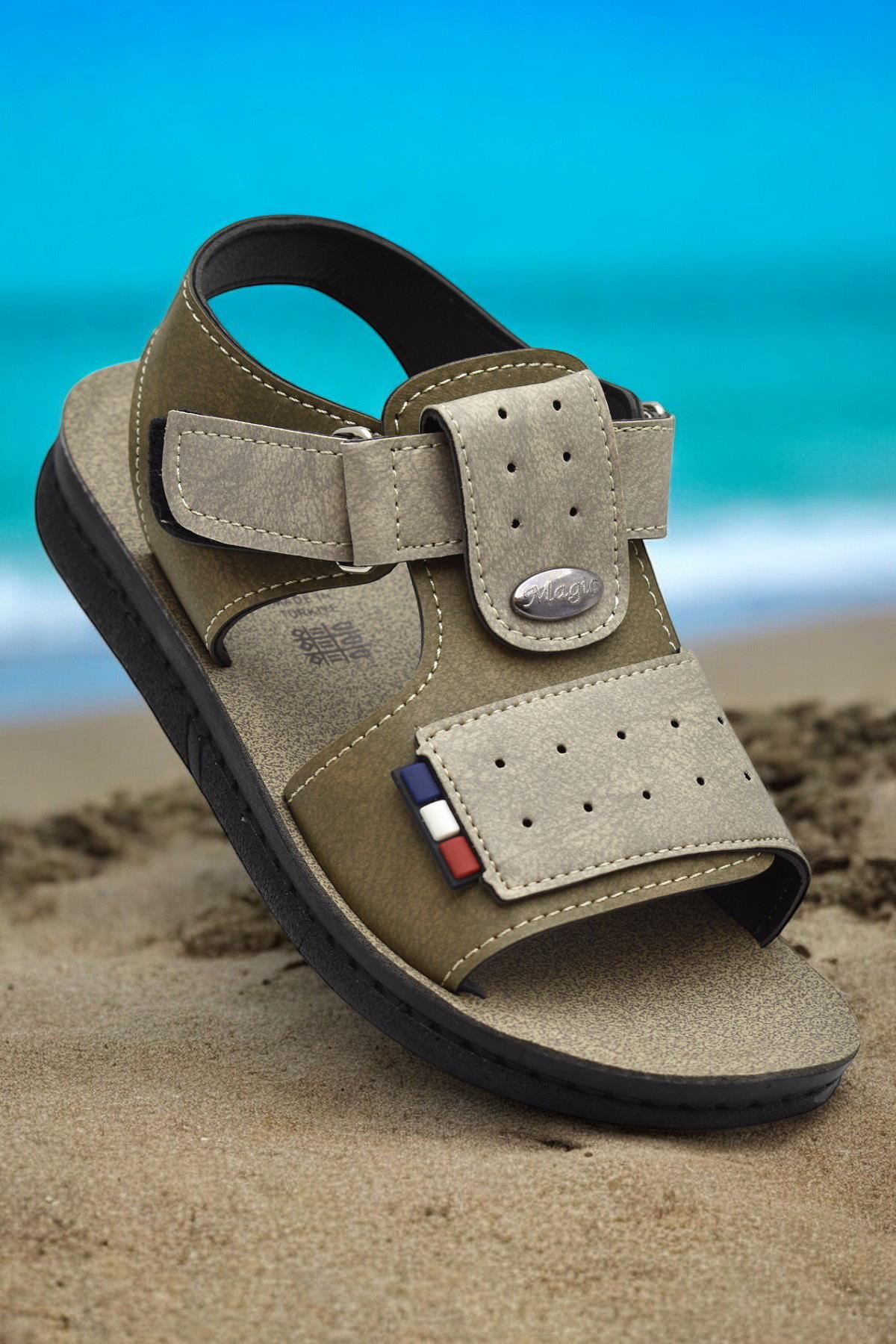 18802 Rahat Taban Erkek Çocuk Sandalet Terlik Çocuk Sandalet - Görsel 2