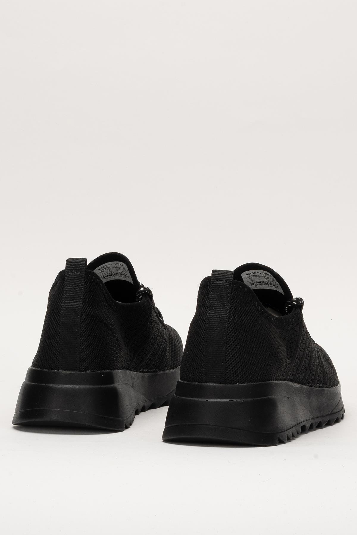 Kadın Ortopedik Taban Triko Günlük Spor Ayakkabı SİYAH - Görsel 5